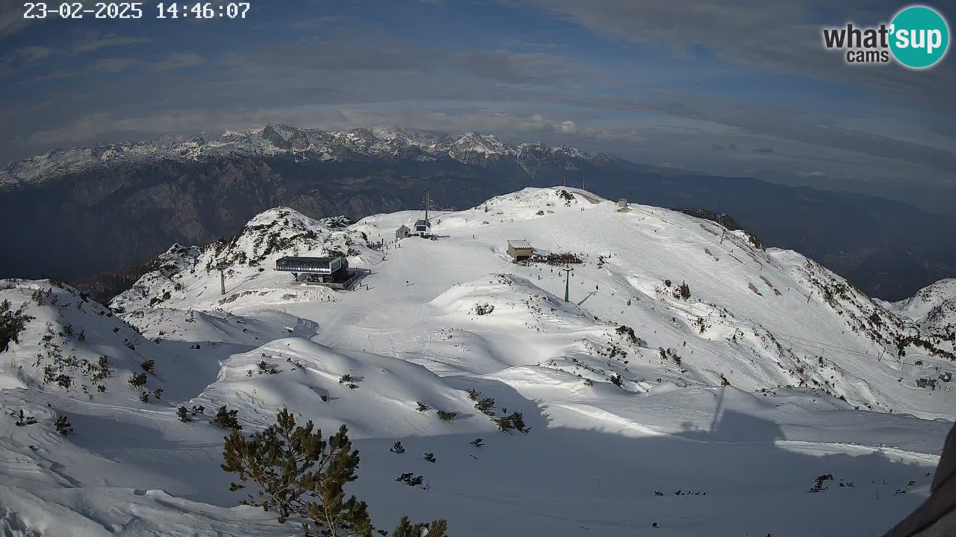 Stazione sciistica Vogel webcam Panorama dalla Orlova glave verso il Triglav