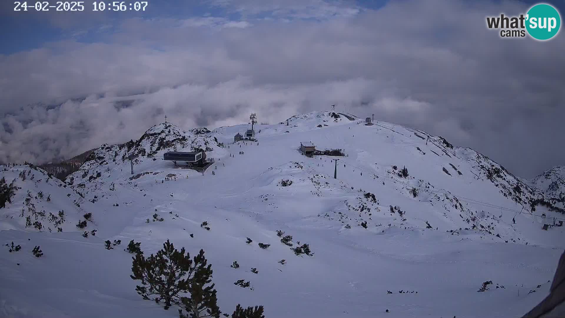 Stazione sciistica Vogel webcam Panorama dalla Orlova glave verso il Triglav