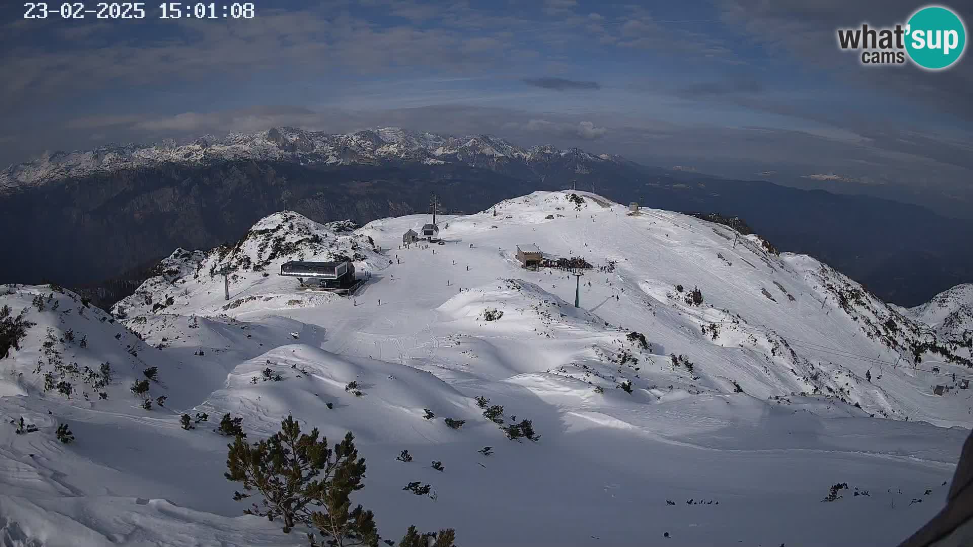 Stazione sciistica Vogel webcam Panorama dalla Orlova glave verso il Triglav