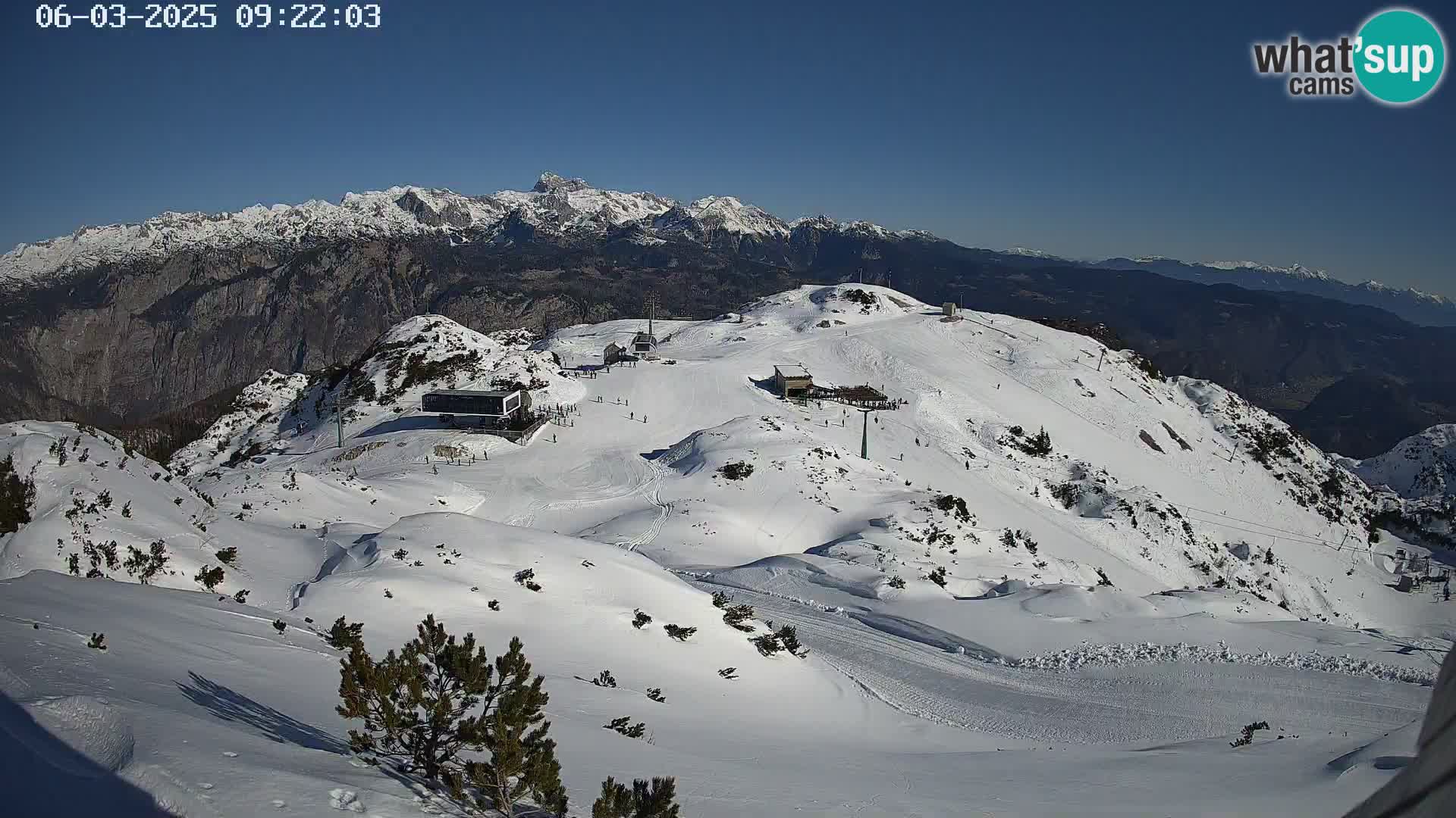 Stazione sciistica Vogel webcam Panorama dalla Orlova glave verso il Triglav