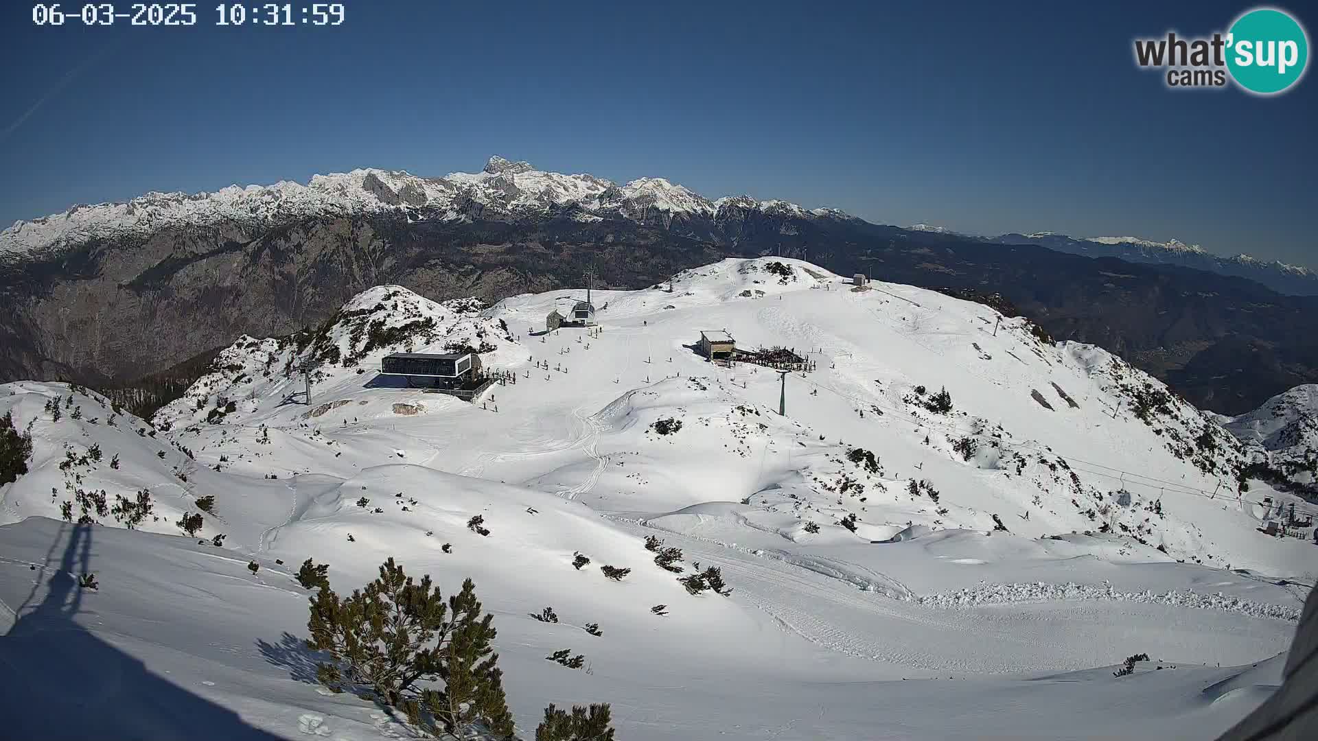 Stazione sciistica Vogel webcam Panorama dalla Orlova glave verso il Triglav