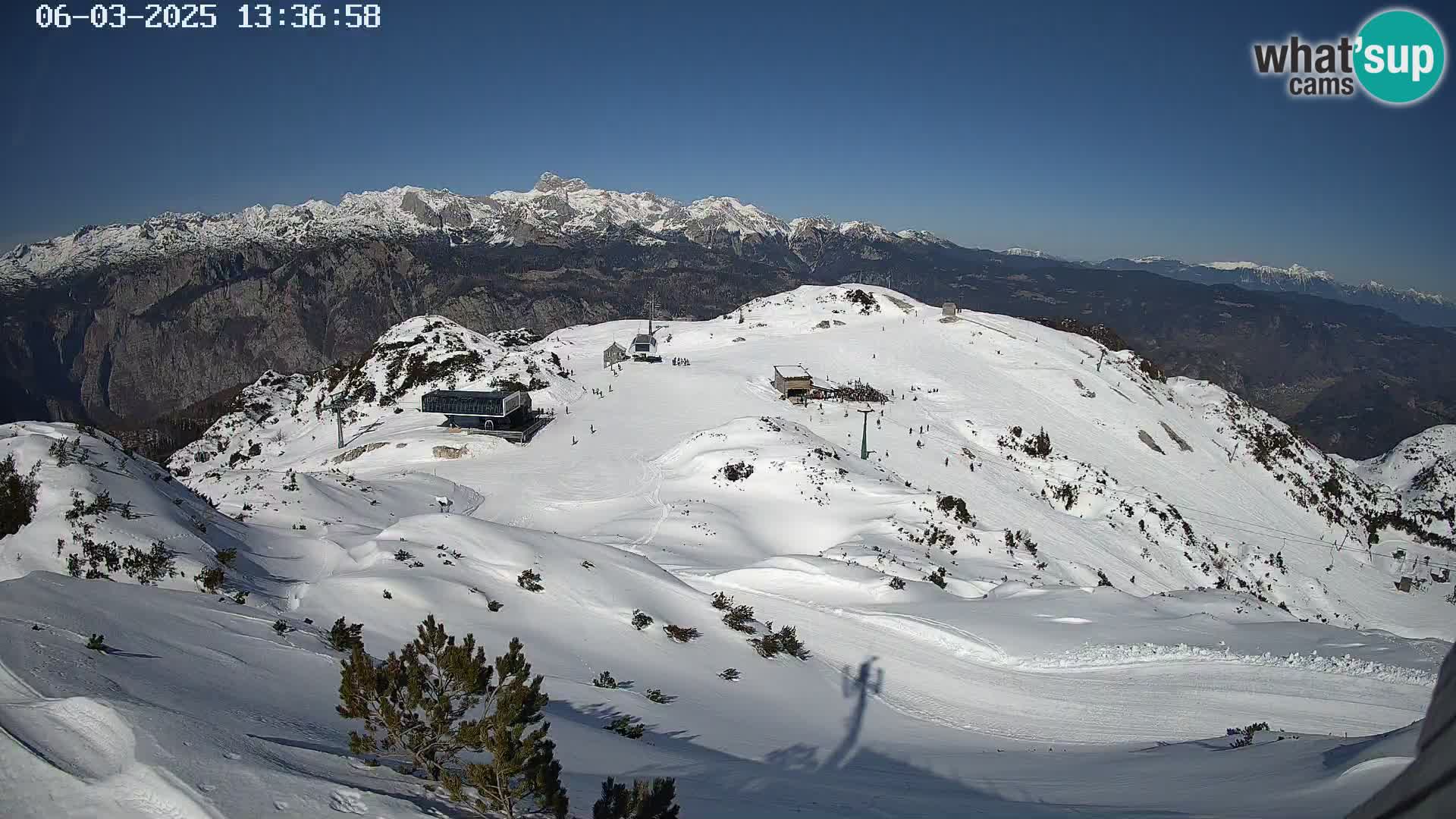 Stazione sciistica Vogel webcam Panorama dalla Orlova glave verso il Triglav