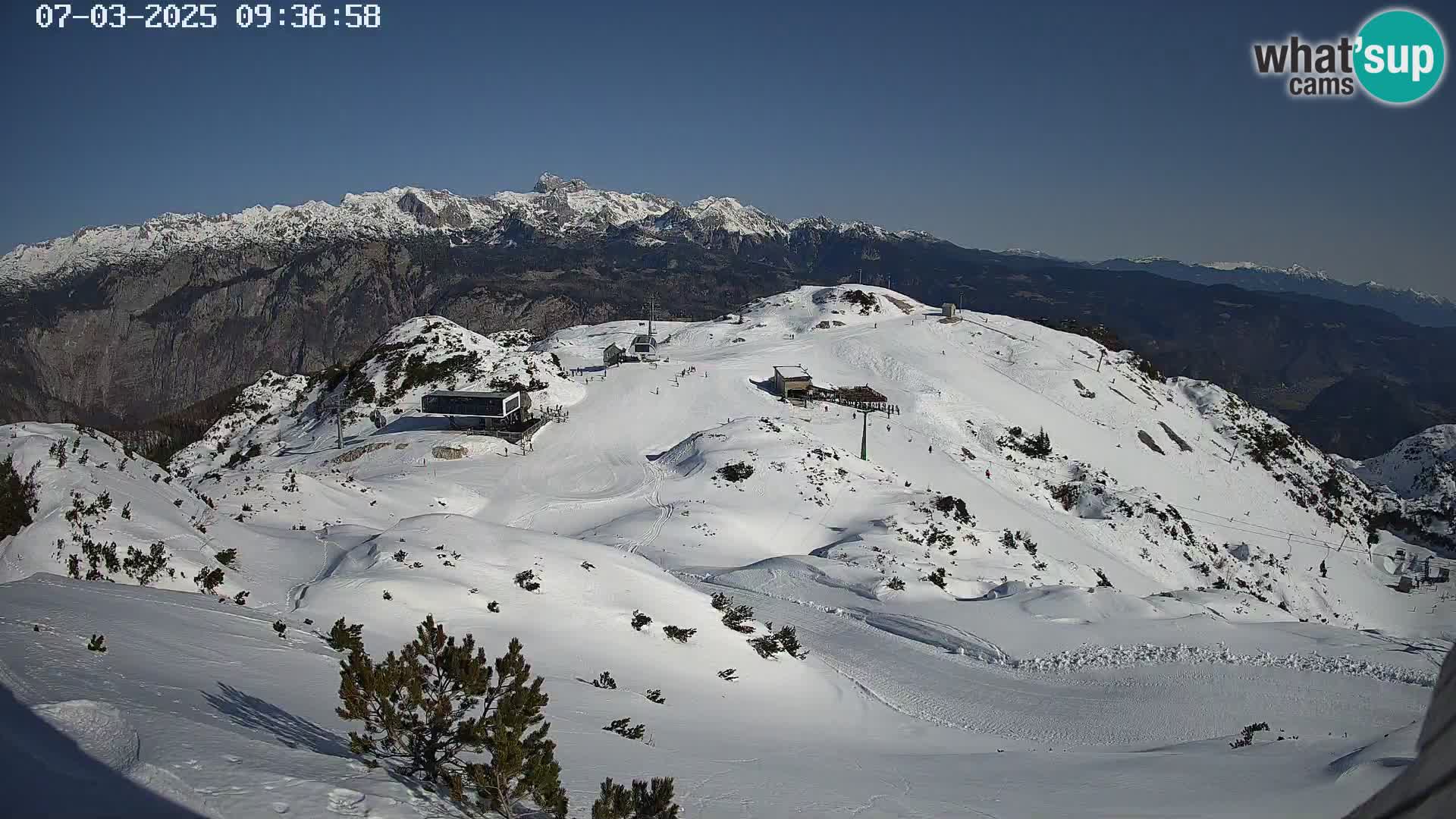 Stazione sciistica Vogel webcam Panorama dalla Orlova glave verso il Triglav