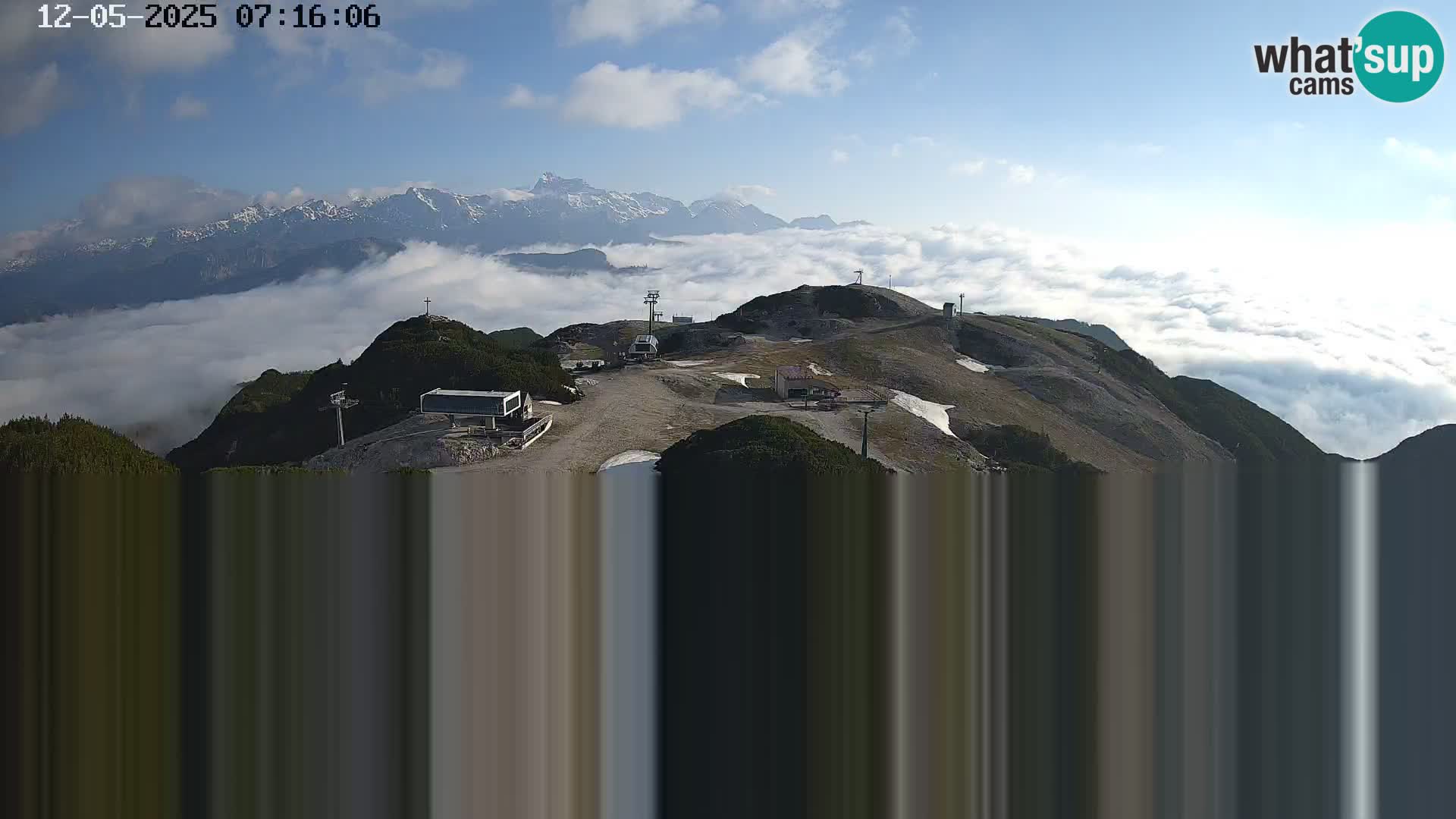 Vogel Ski Resort webcam View from Orlova Glava to Triglav
