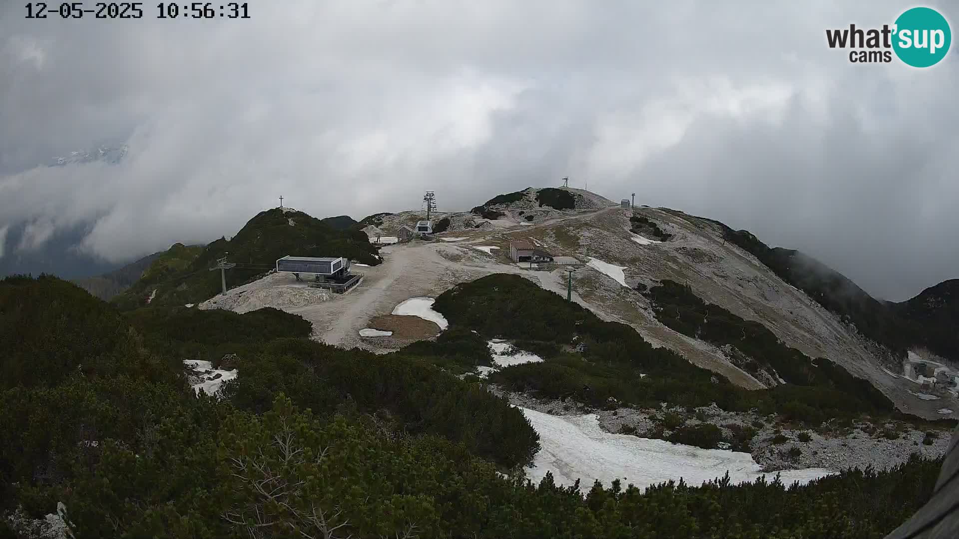 Vogel Ski Resort webcam View from Orlova Glava to Triglav