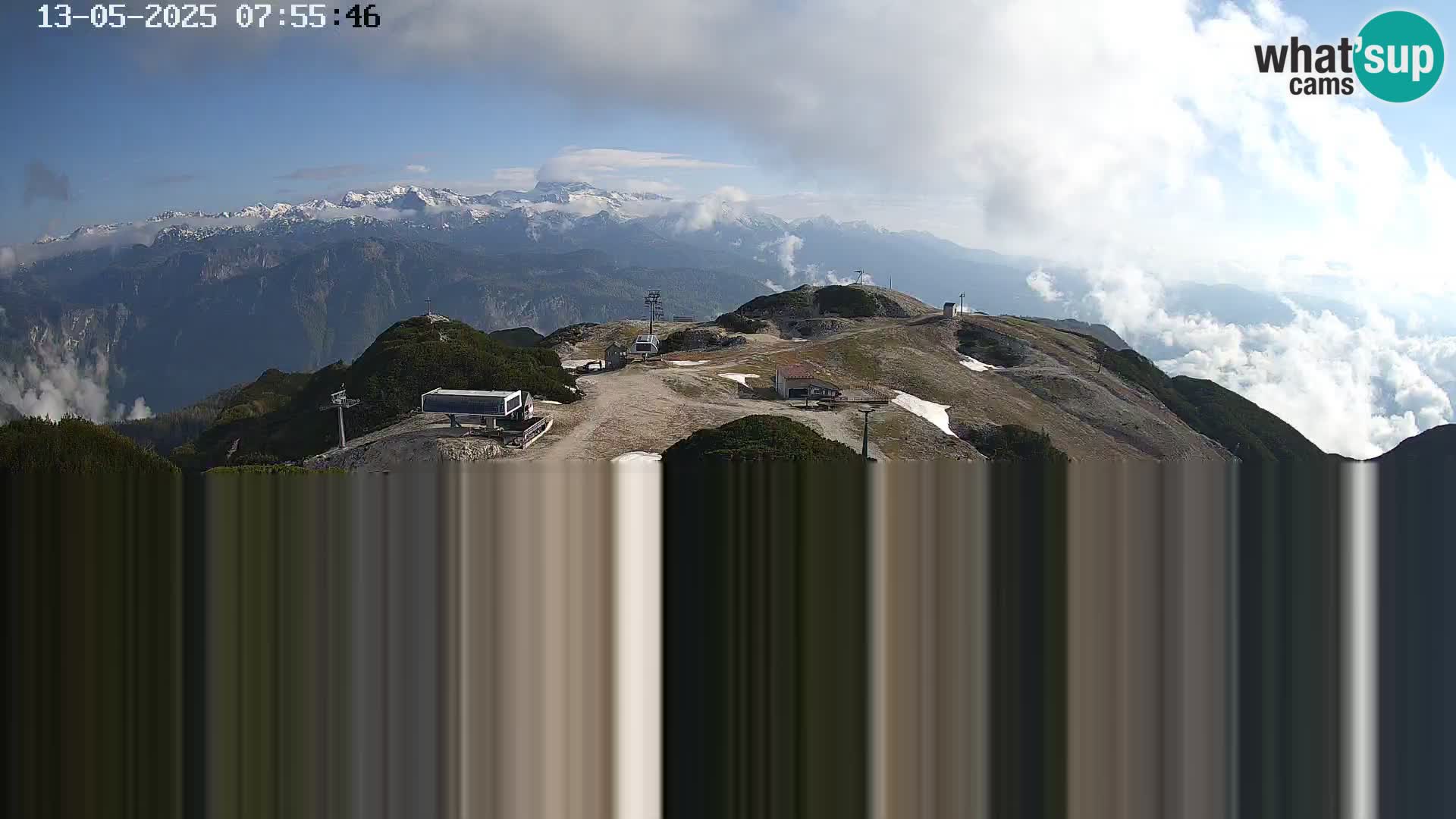 Vogel Ski Resort webcam View from Orlova Glava to Triglav