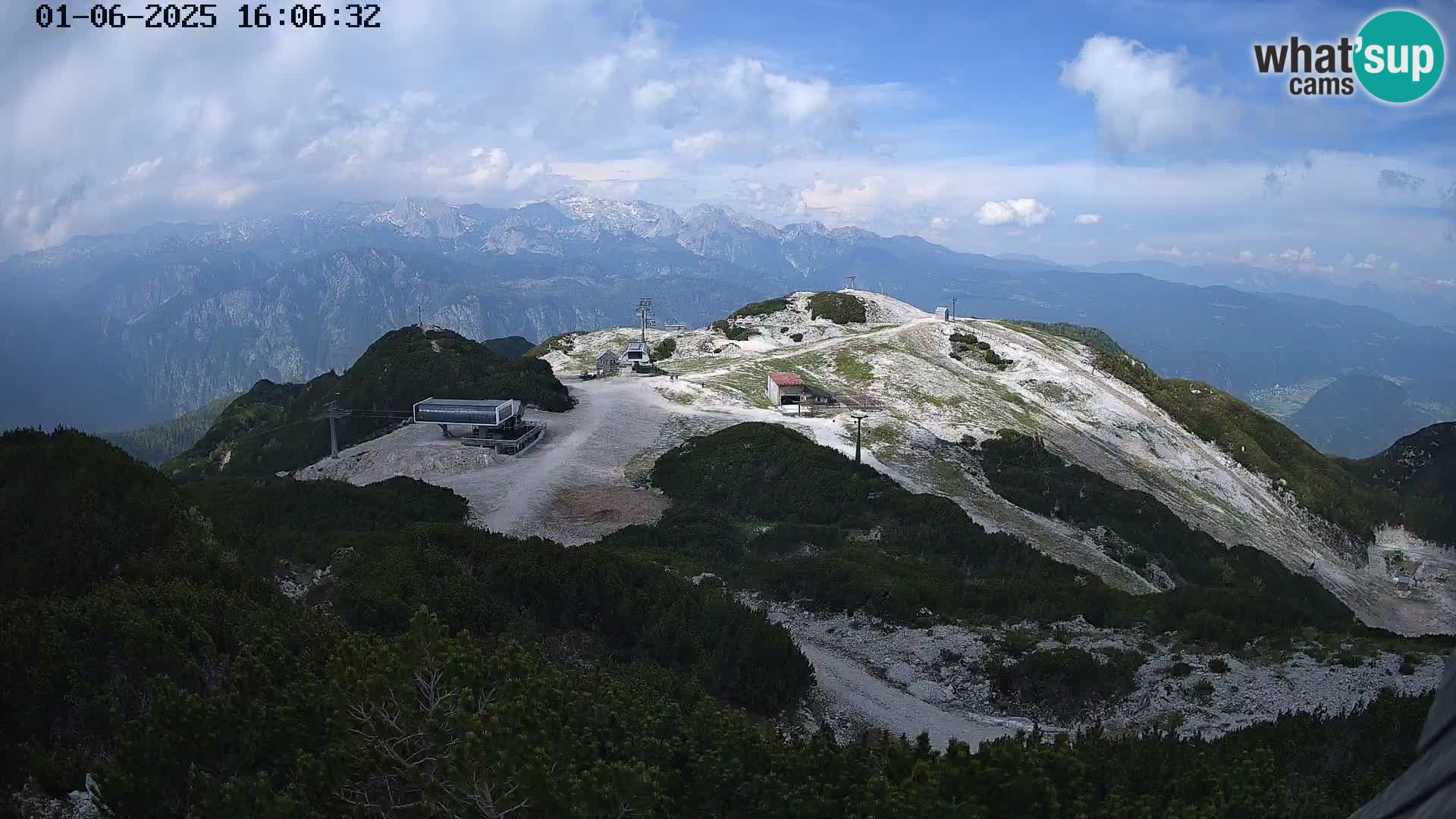 Vogel Ski Resort webcam View from Orlova Glava to Triglav
