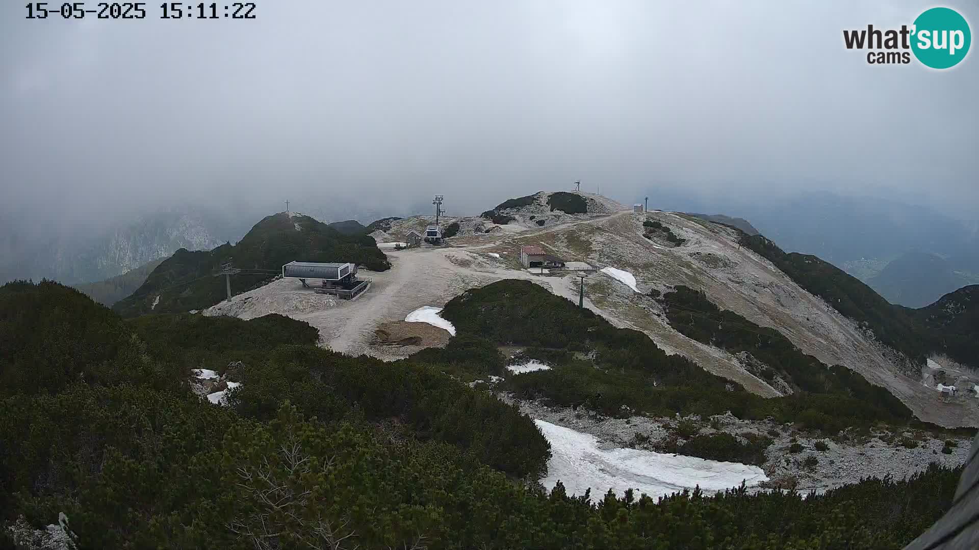 Vogel Ski Resort webcam View from Orlova Glava to Triglav