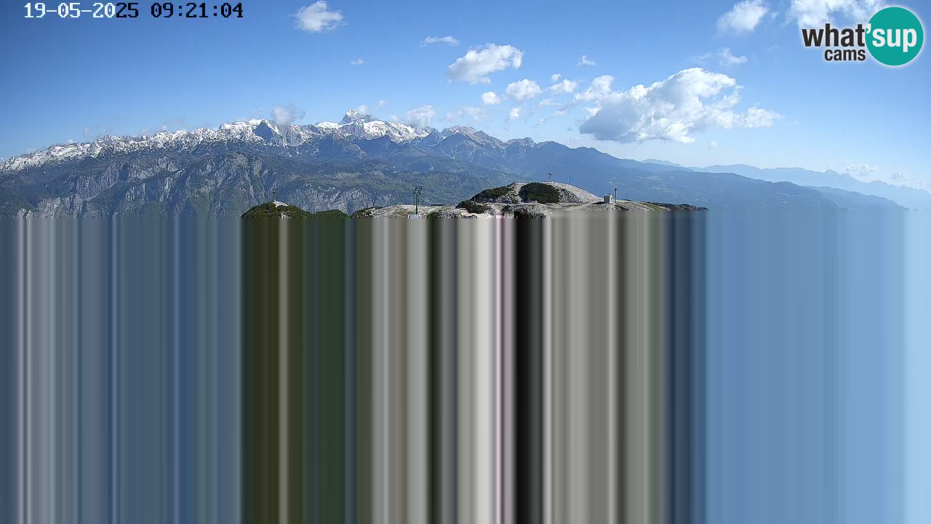Vogel Ski Resort webcam View from Orlova Glava to Triglav