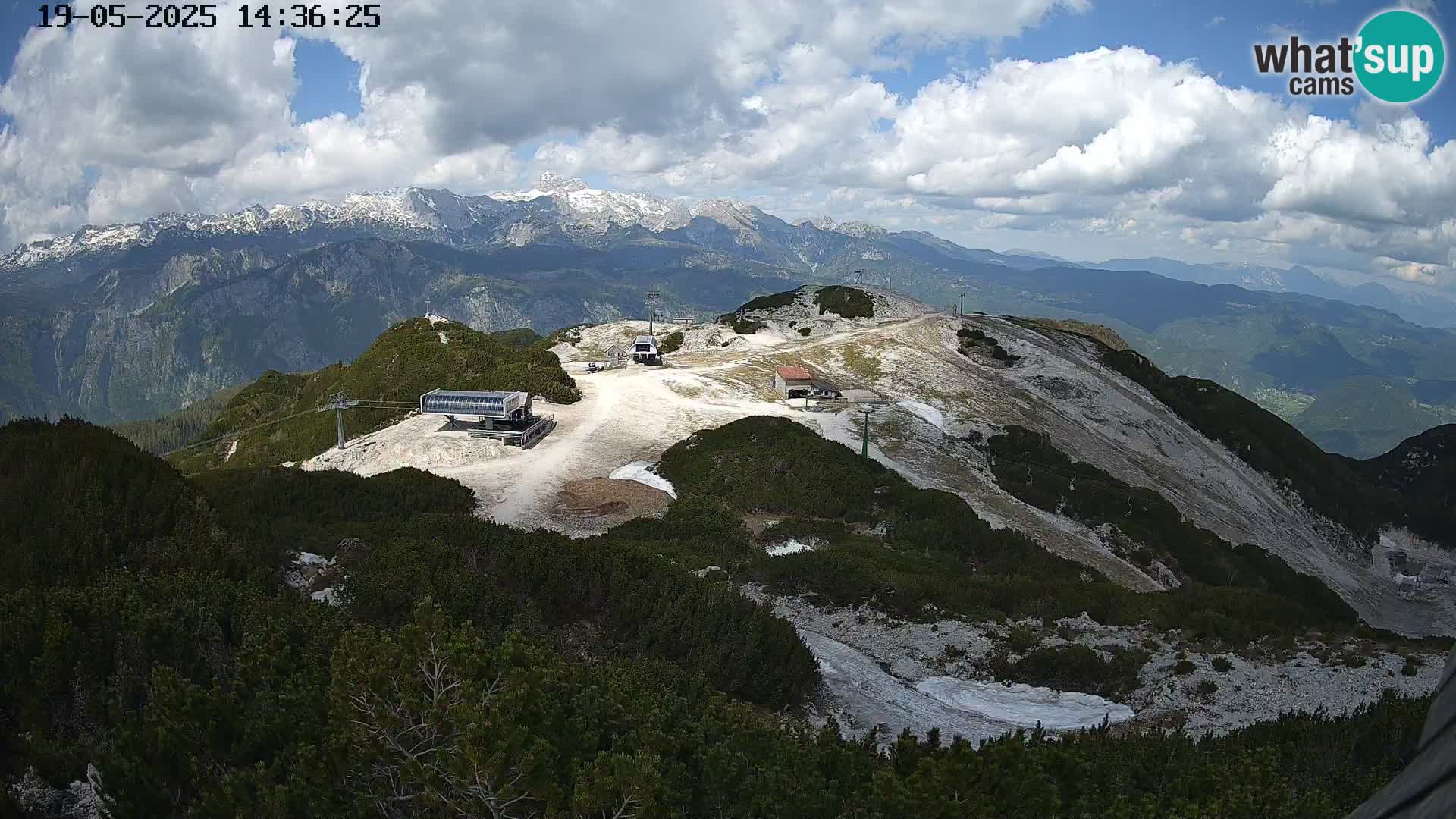 Stazione sciistica Vogel webcam Panorama dalla Orlova glave verso il Triglav