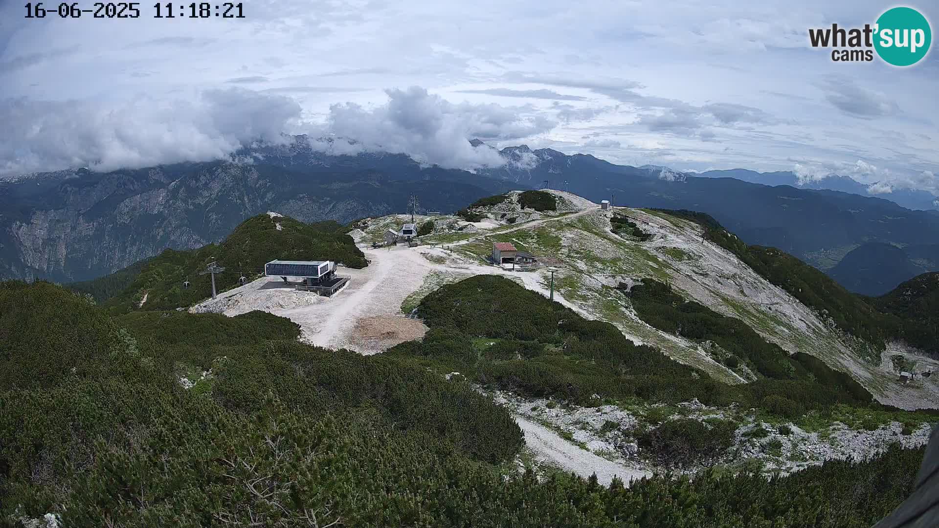 Vogel Ski Resort webcam View from Orlova Glava to Triglav