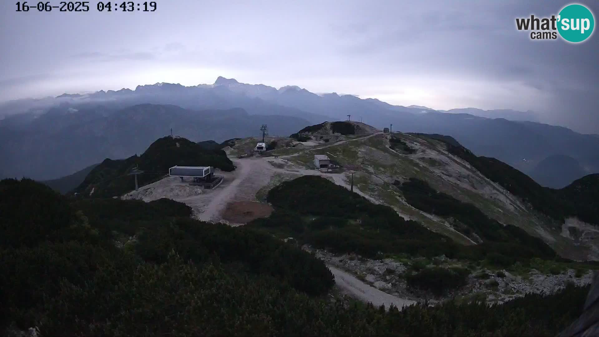 Vogel Ski Resort webcam View from Orlova Glava to Triglav