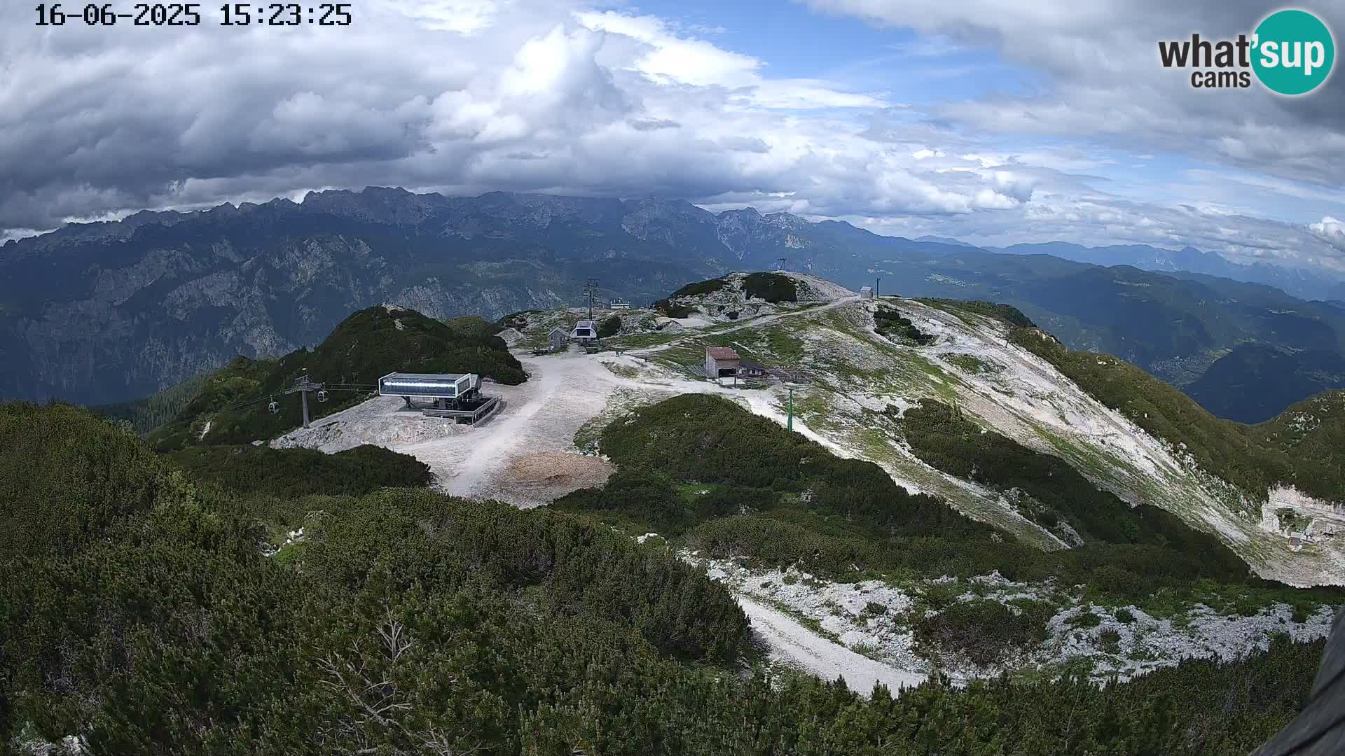 Vogel Ski Resort webcam View from Orlova Glava to Triglav