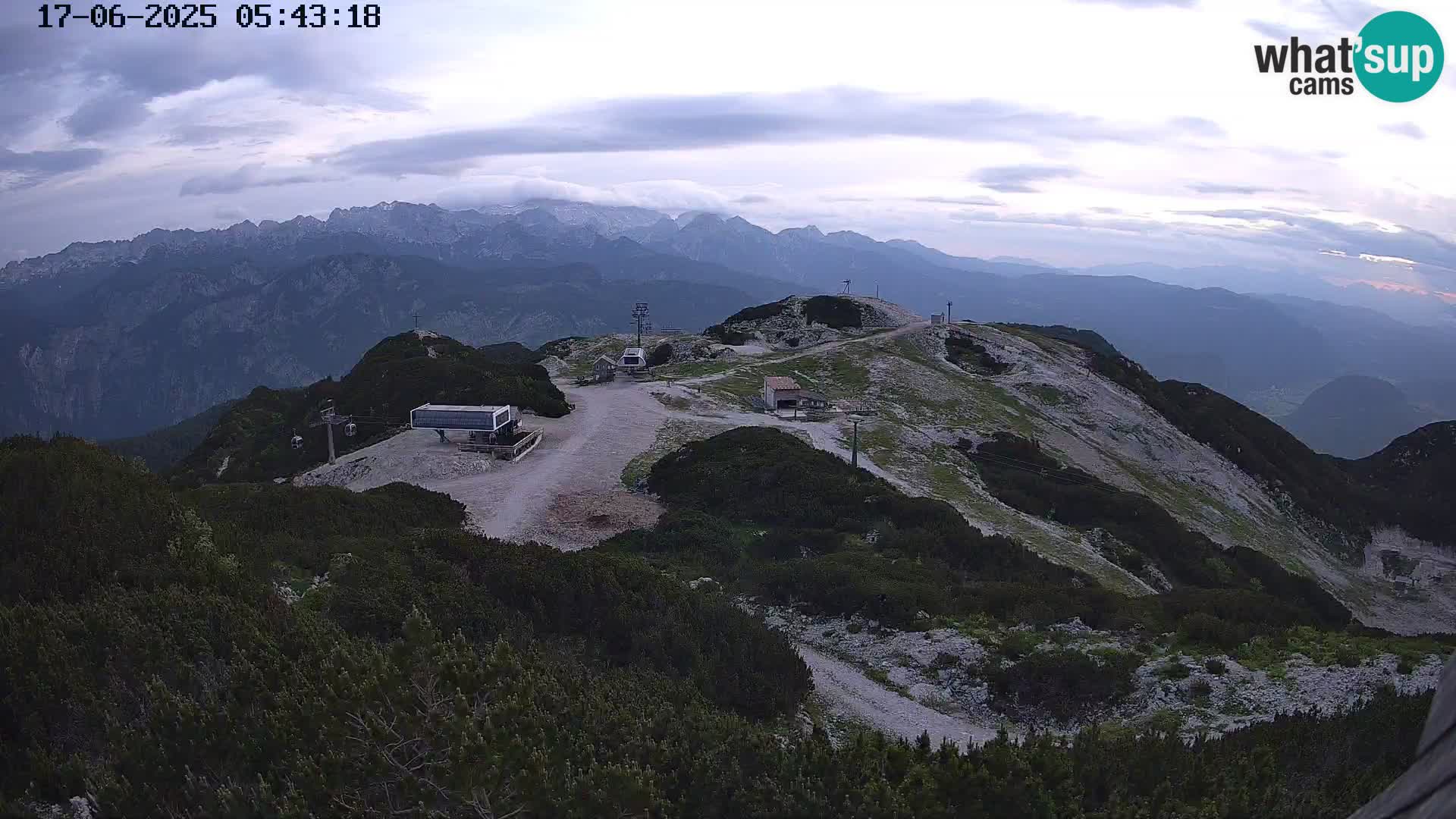 Stazione sciistica Vogel webcam Panorama dalla Orlova glave verso il Triglav