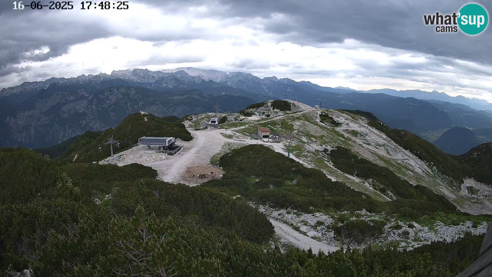 Vogel Ski Resort webcam View from Orlova Glava to Triglav