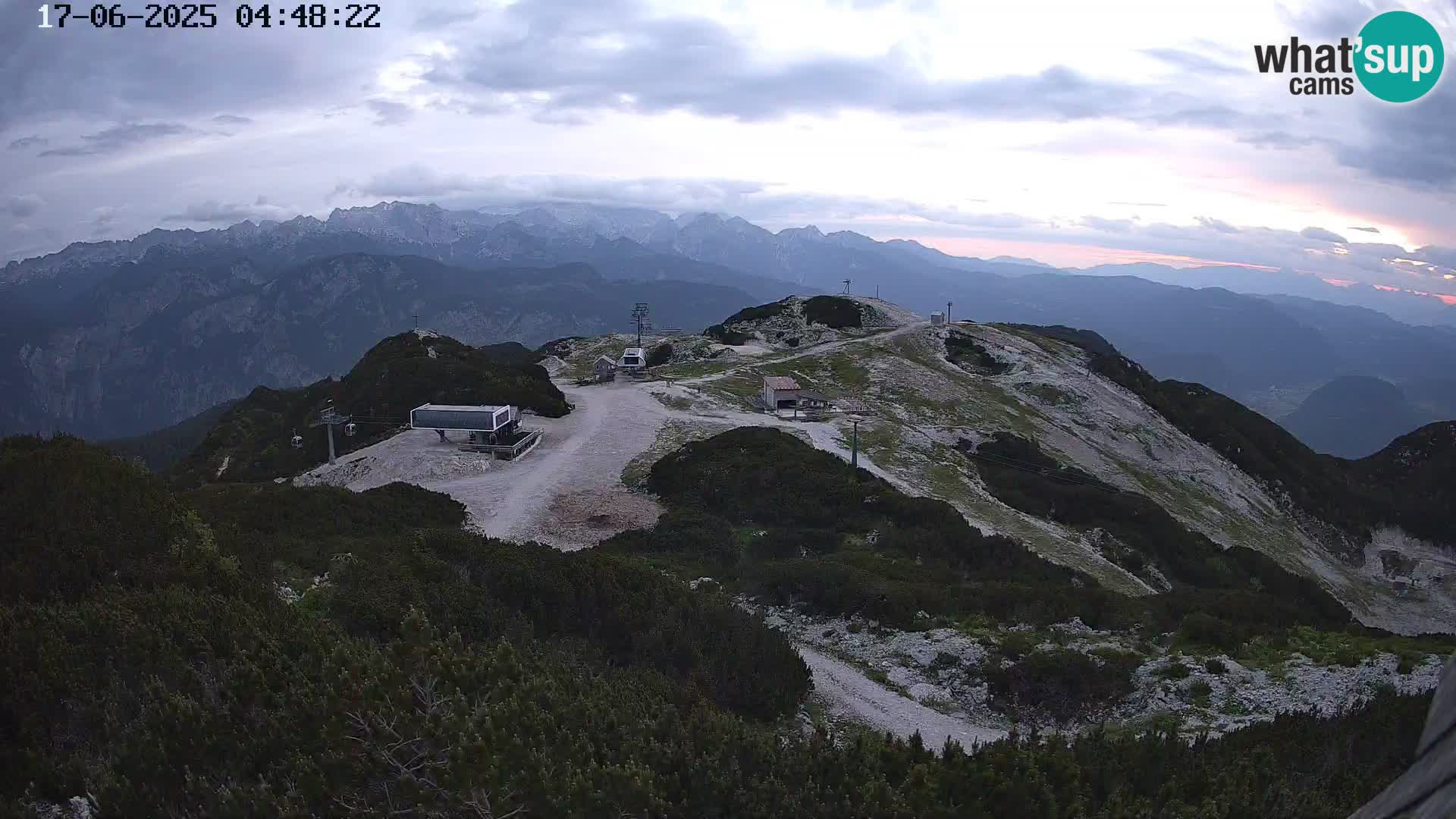 Stazione sciistica Vogel webcam Panorama dalla Orlova glave verso il Triglav