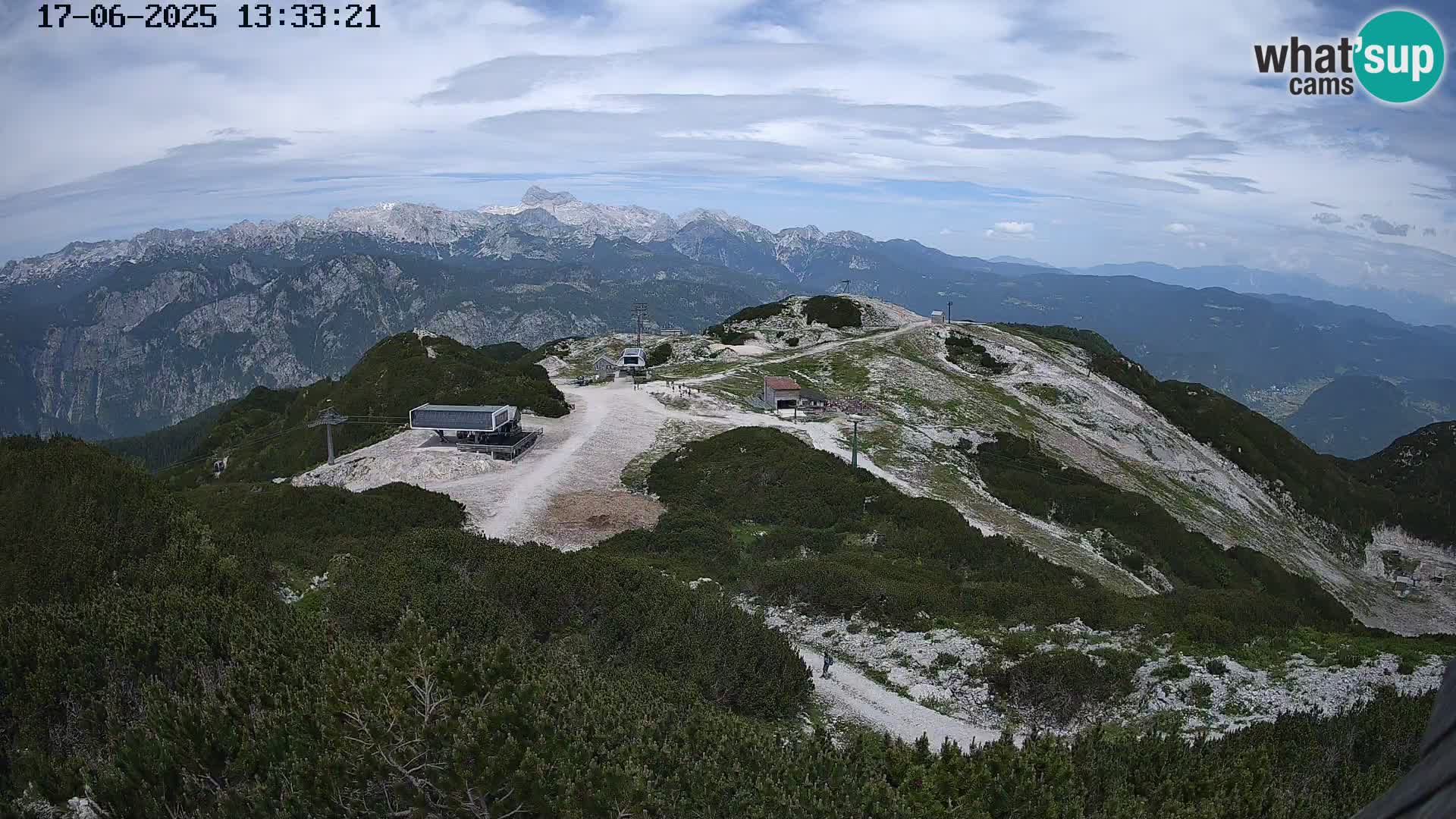 Vogel Ski Resort webcam View from Orlova Glava to Triglav