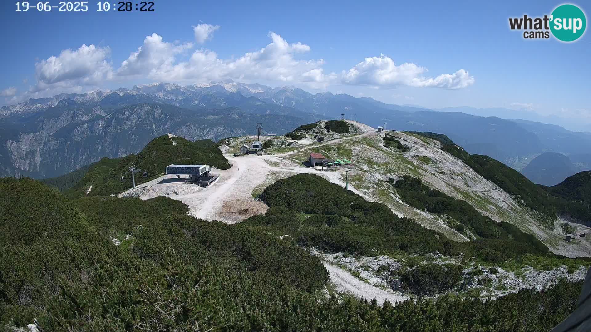 Vogel Ski Resort webcam View from Orlova Glava to Triglav