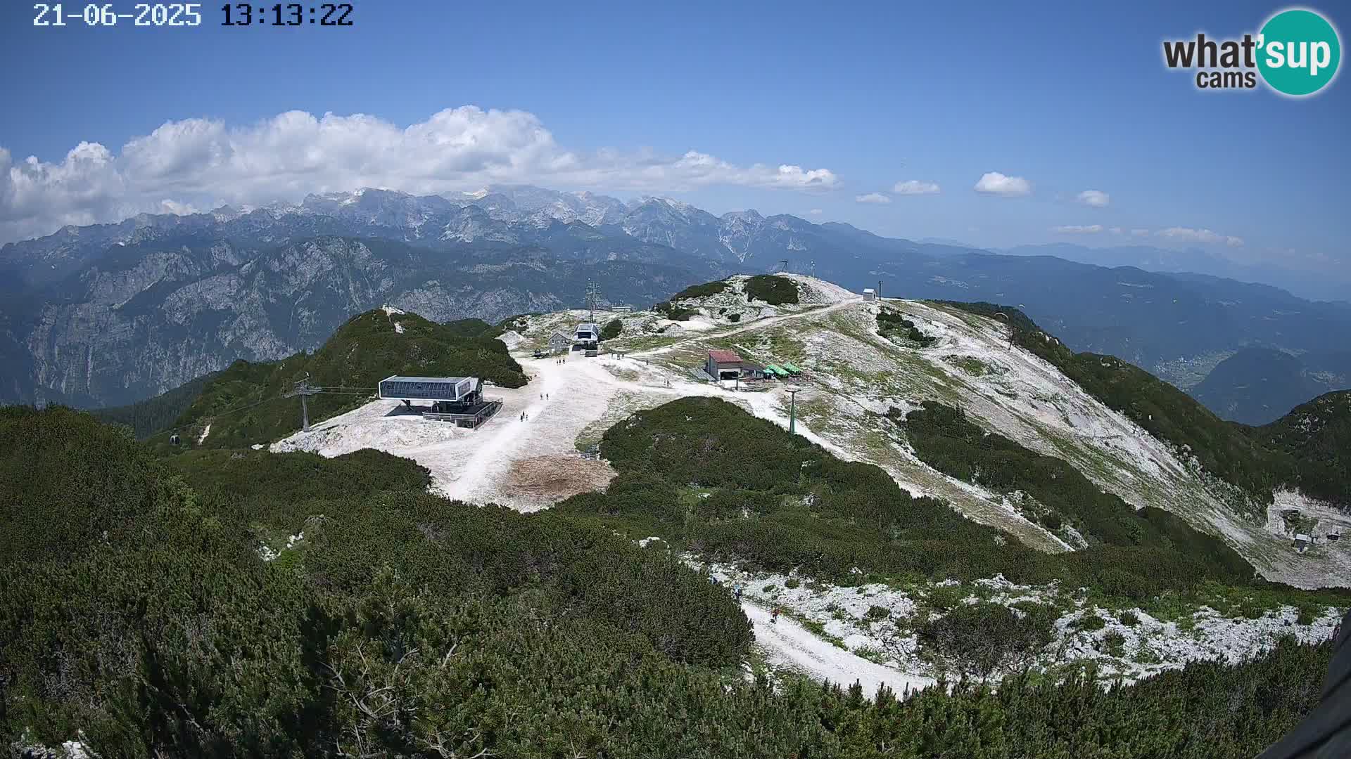 Vogel Ski Resort webcam View from Orlova Glava to Triglav