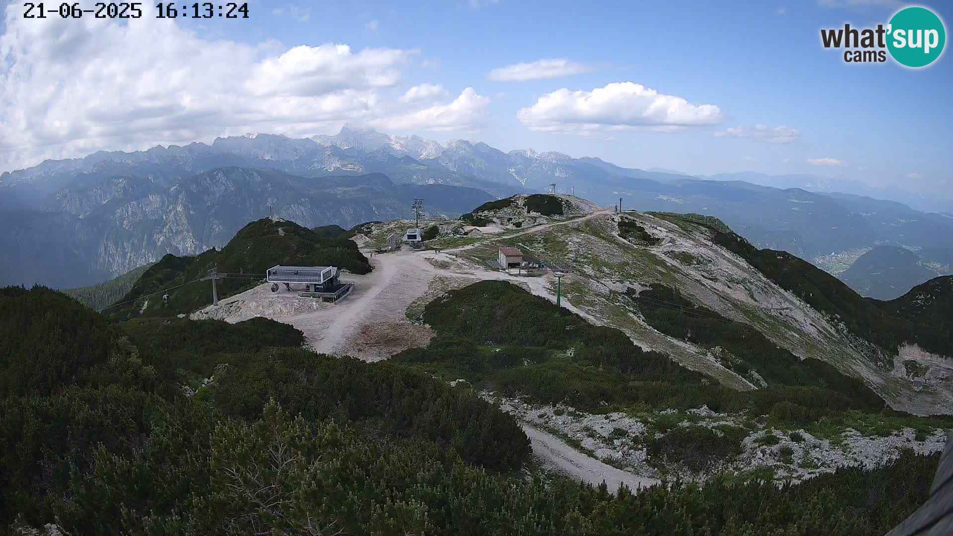 Vogel Ski Resort webcam View from Orlova Glava to Triglav
