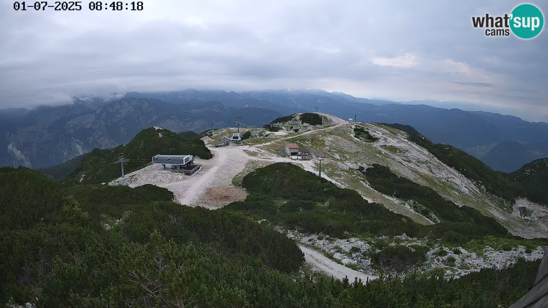 Vogel Ski Resort webcam View from Orlova Glava to Triglav