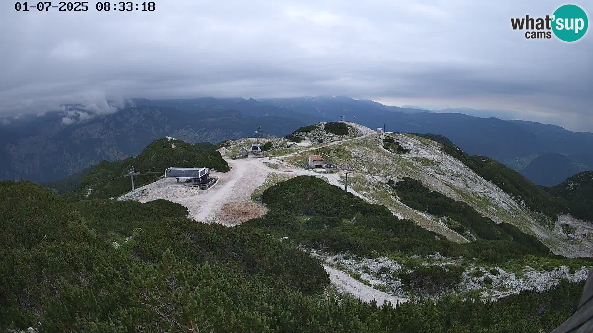 Vogel Ski Resort webcam View from Orlova Glava to Triglav