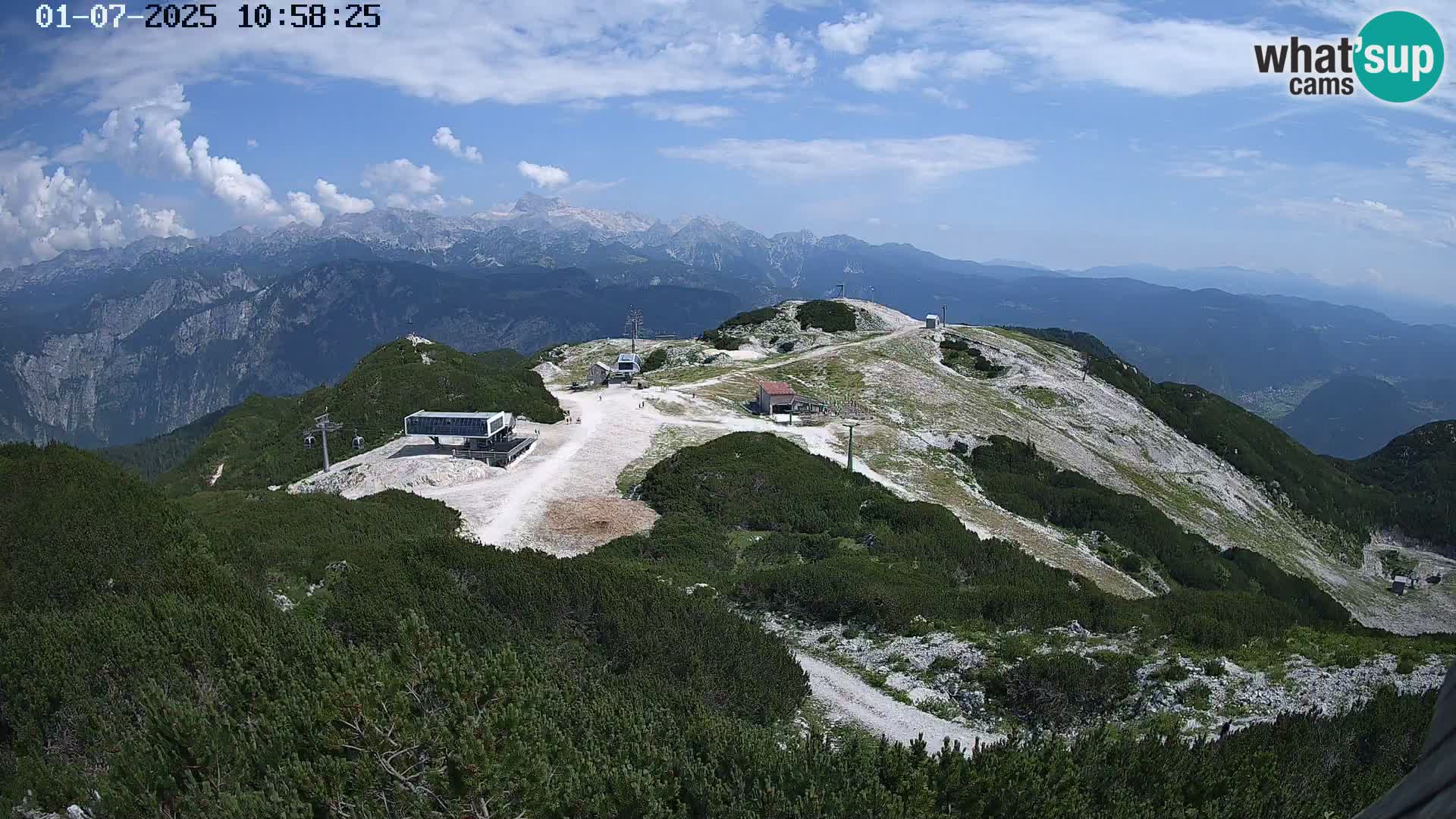 Vogel Ski Resort webcam View from Orlova Glava to Triglav