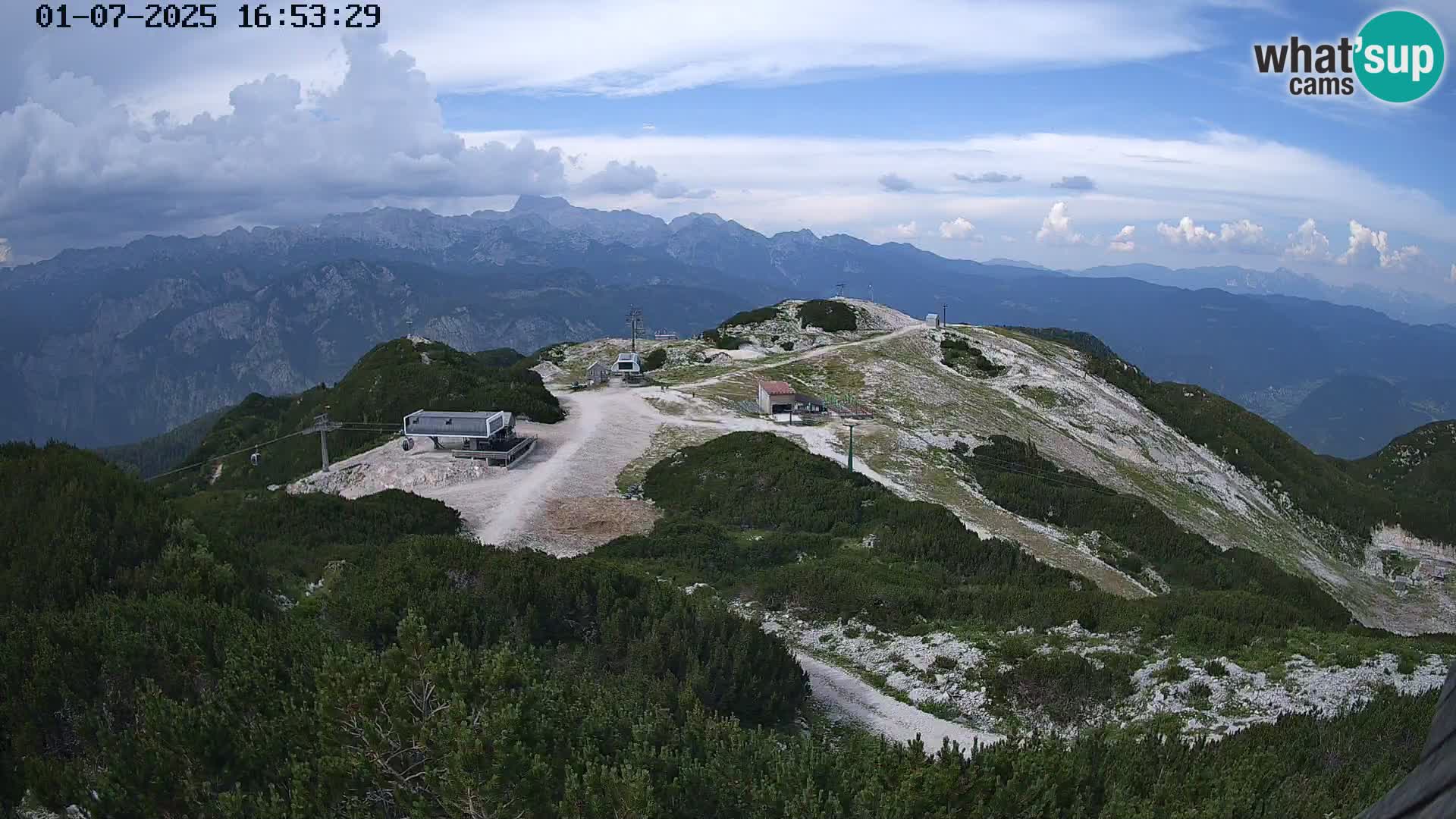 Vogel Ski Resort webcam View from Orlova Glava to Triglav