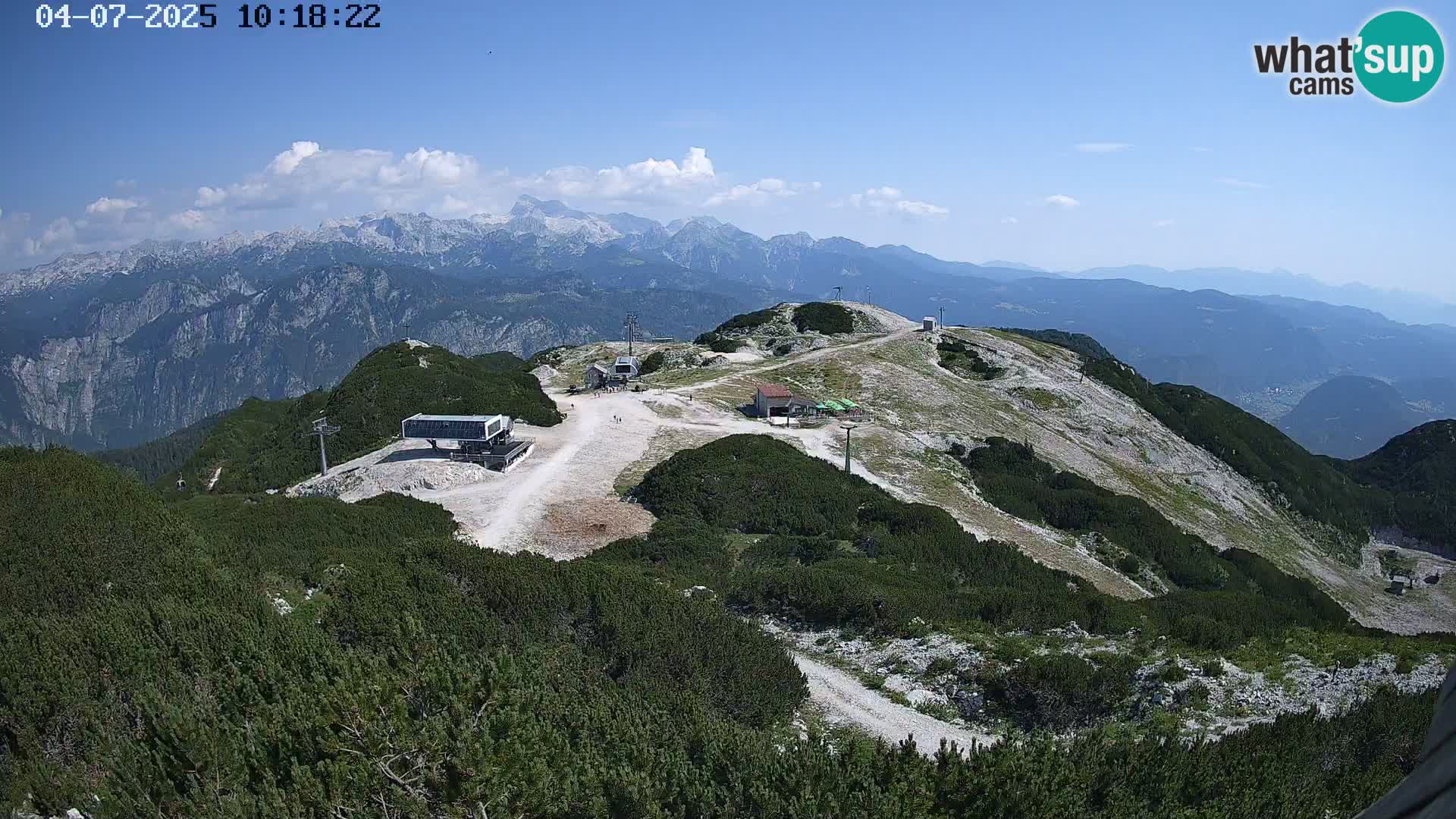 Vogel Ski Resort webcam View from Orlova Glava to Triglav