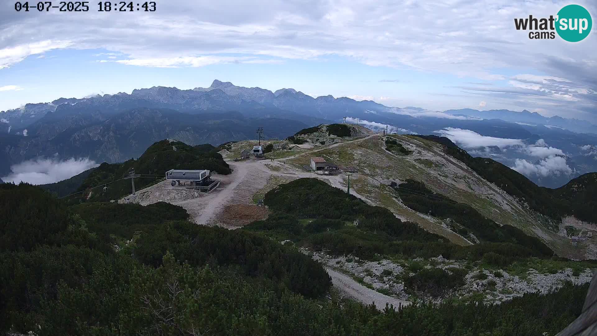 Vogel Ski Resort webcam View from Orlova Glava to Triglav
