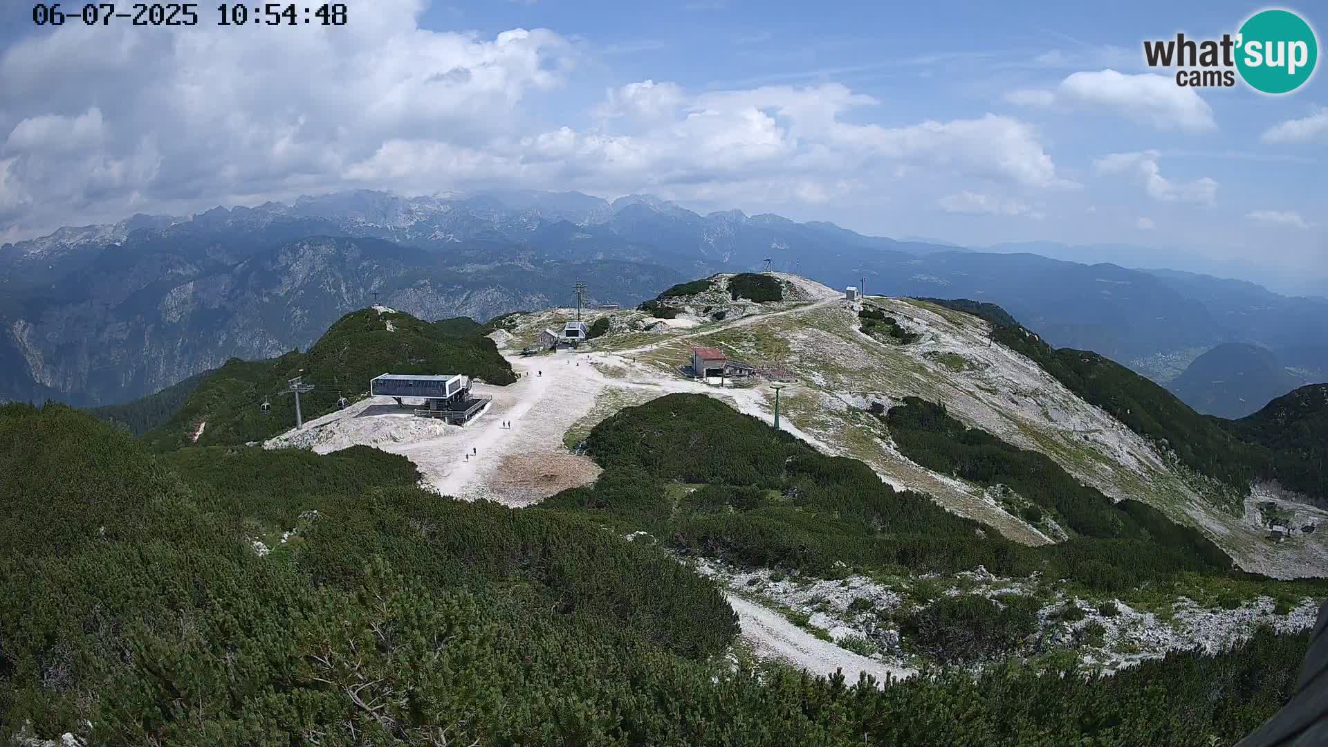 Vogel Ski Resort webcam View from Orlova Glava to Triglav