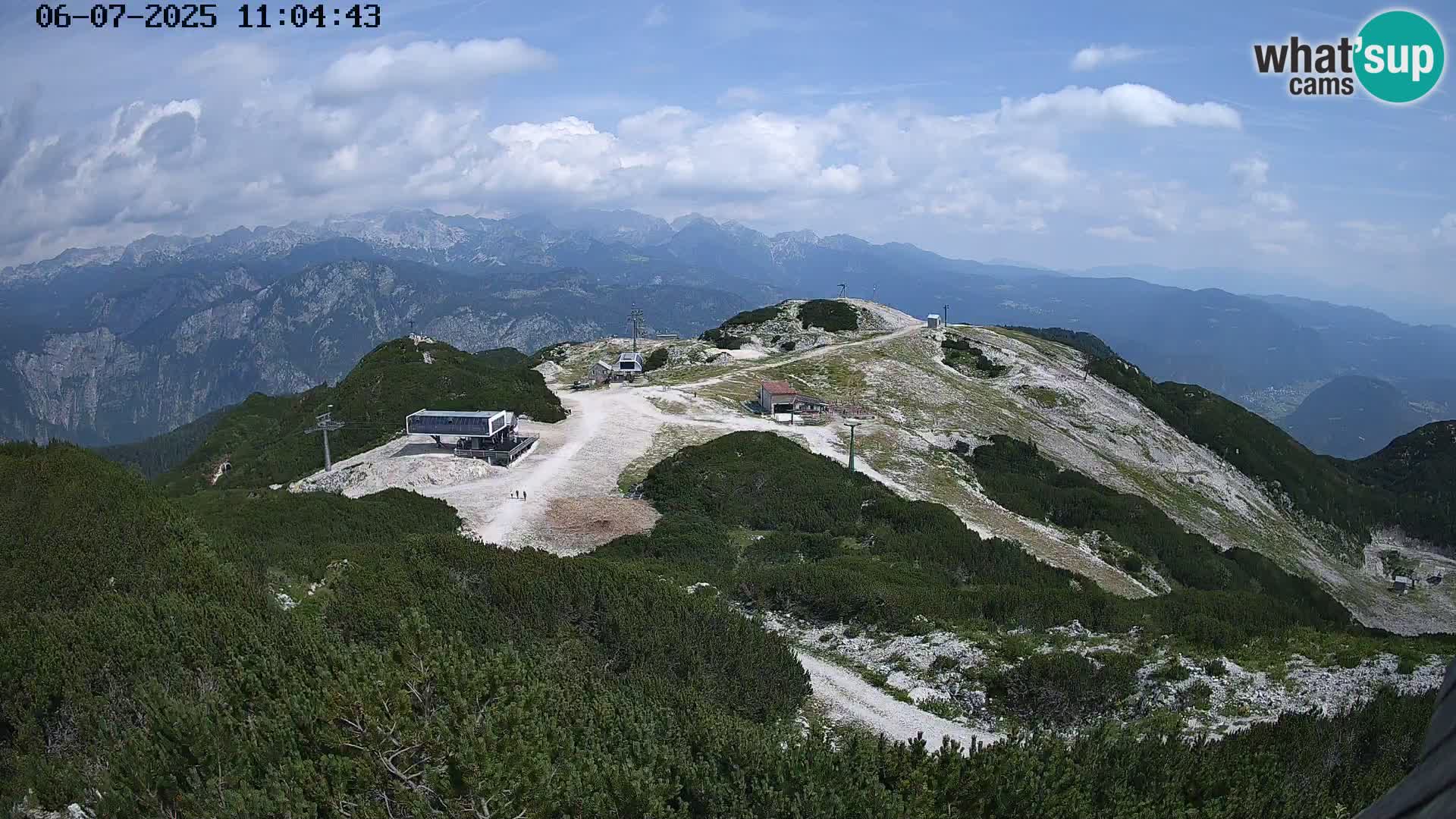 Vogel Ski Resort webcam View from Orlova Glava to Triglav