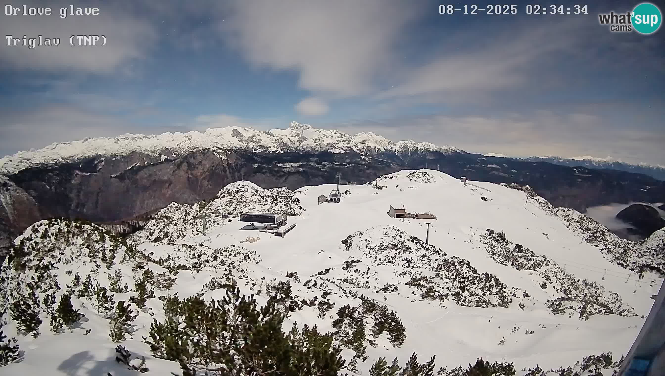 Stazione sciistica Vogel webcam Panorama dalla Orlova glave verso il Triglav