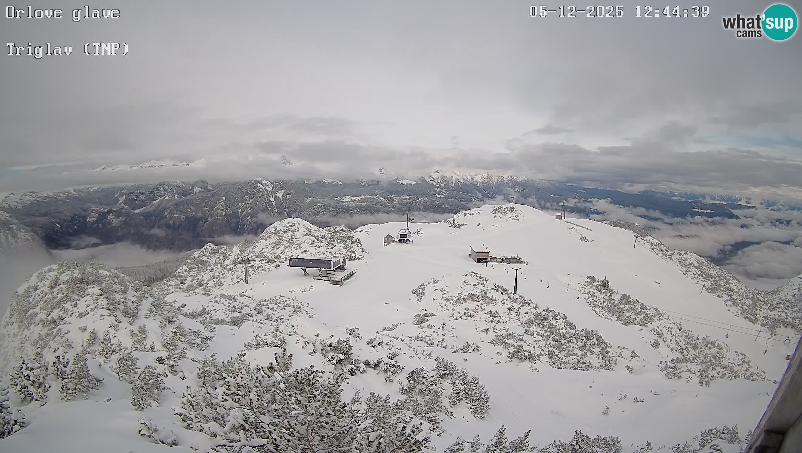 Stazione sciistica Vogel webcam Panorama dalla Orlova glave verso il Triglav