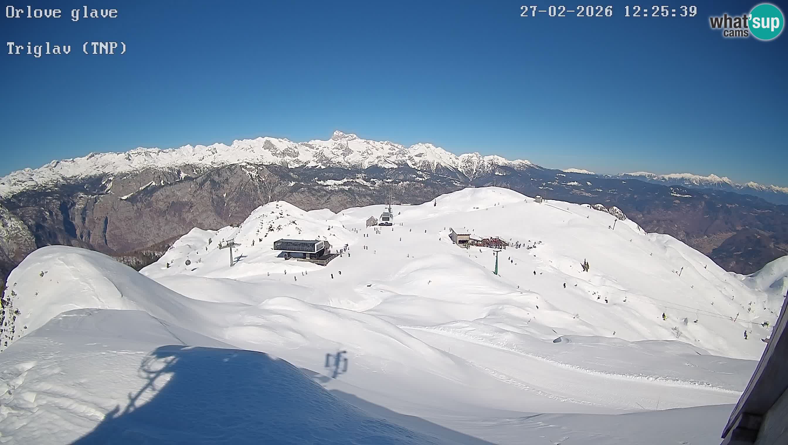 Stazione sciistica Vogel webcam Panorama dalla Orlova glave verso il Triglav