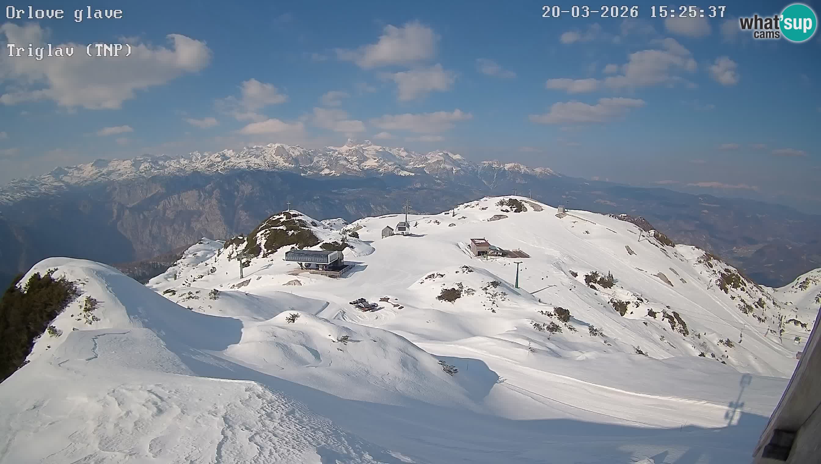 Stazione sciistica Vogel webcam Panorama dalla Orlova glave verso il Triglav