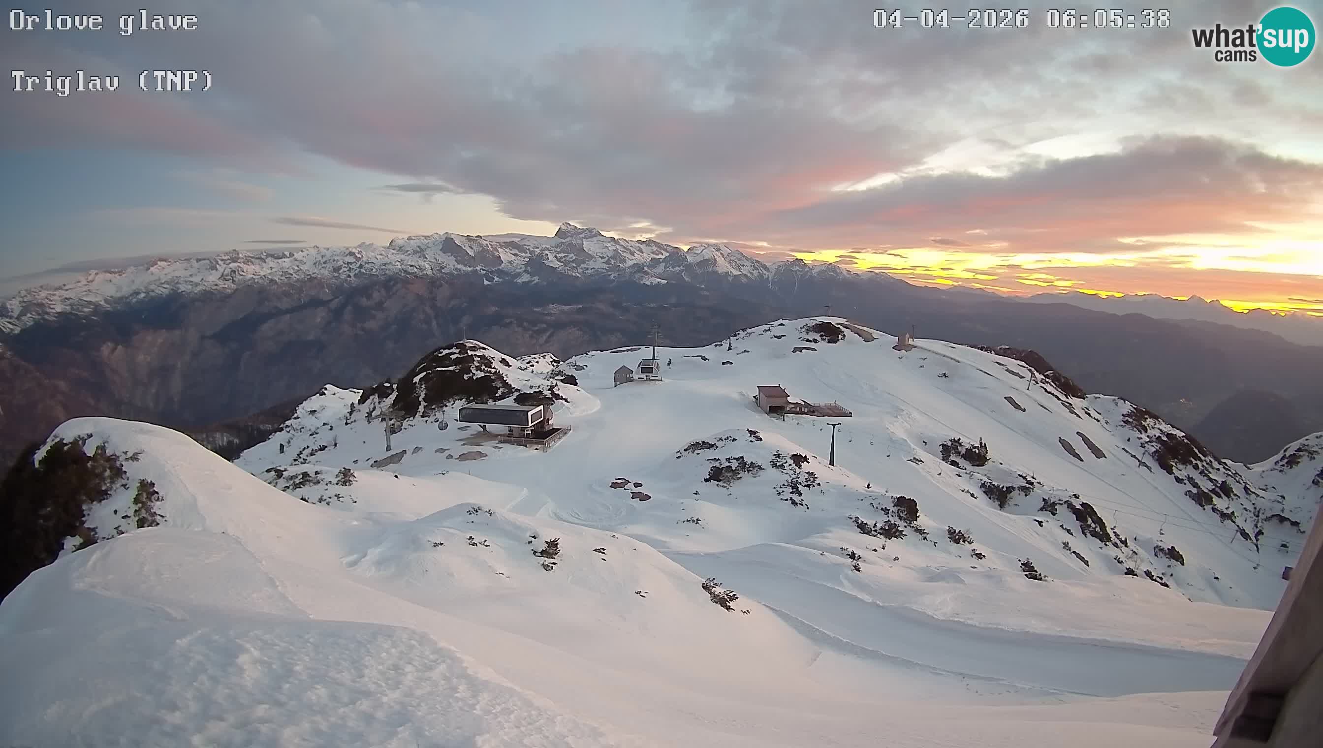 Skijalište Vogel web kamera panorama sa Orlove glave proti Triglavu