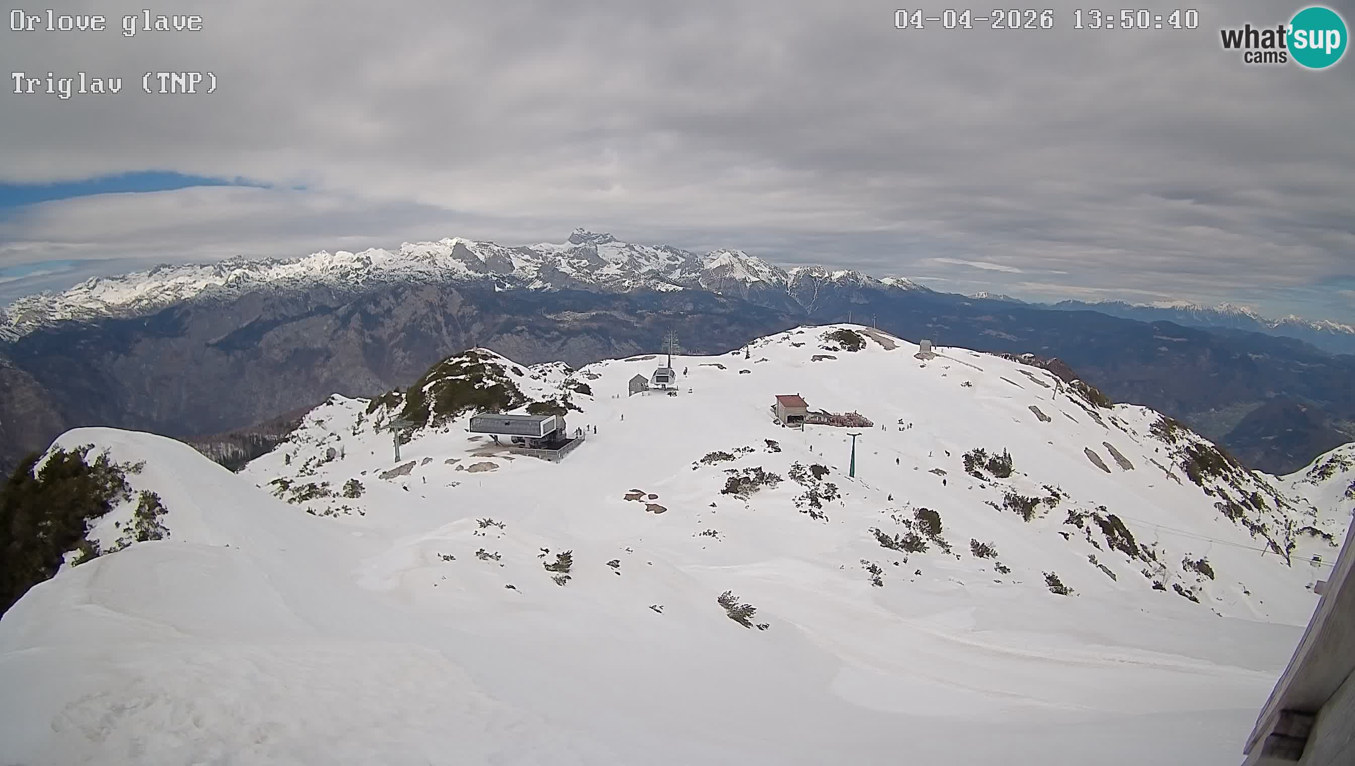 Stazione sciistica Vogel webcam Panorama dalla Orlova glave verso il Triglav