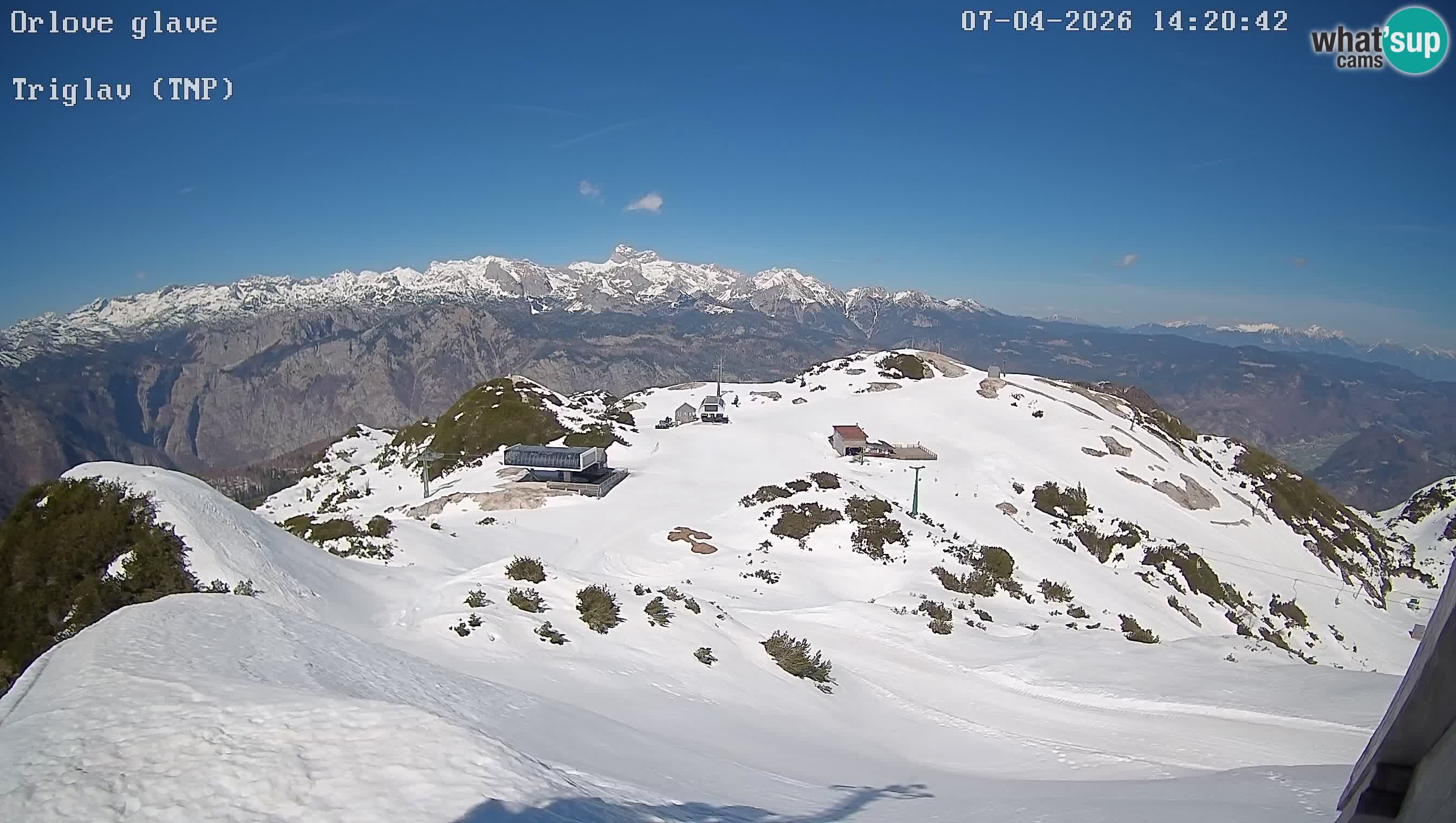 Skijalište Vogel web kamera panorama sa Orlove glave proti Triglavu