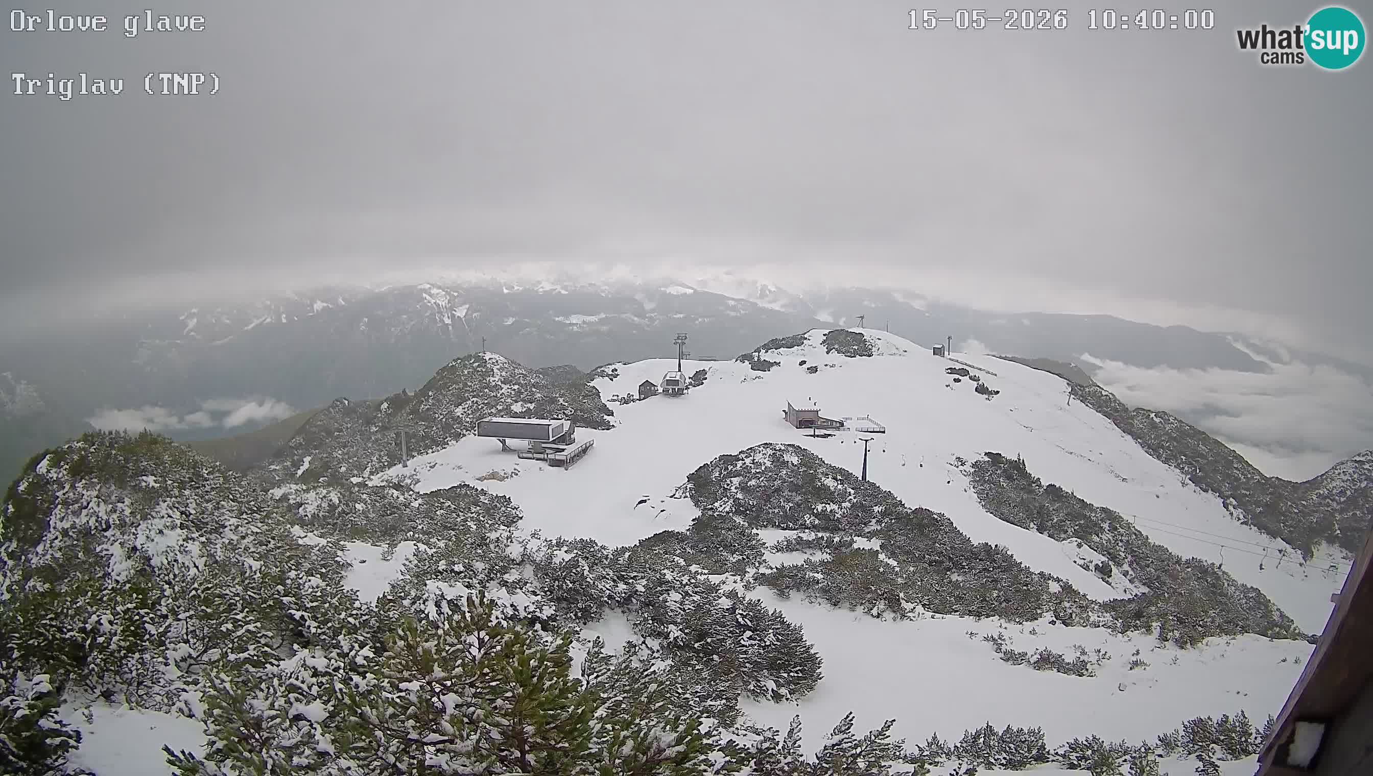 Vogel Ski Resort webcam View from Orlova Glava to Triglav