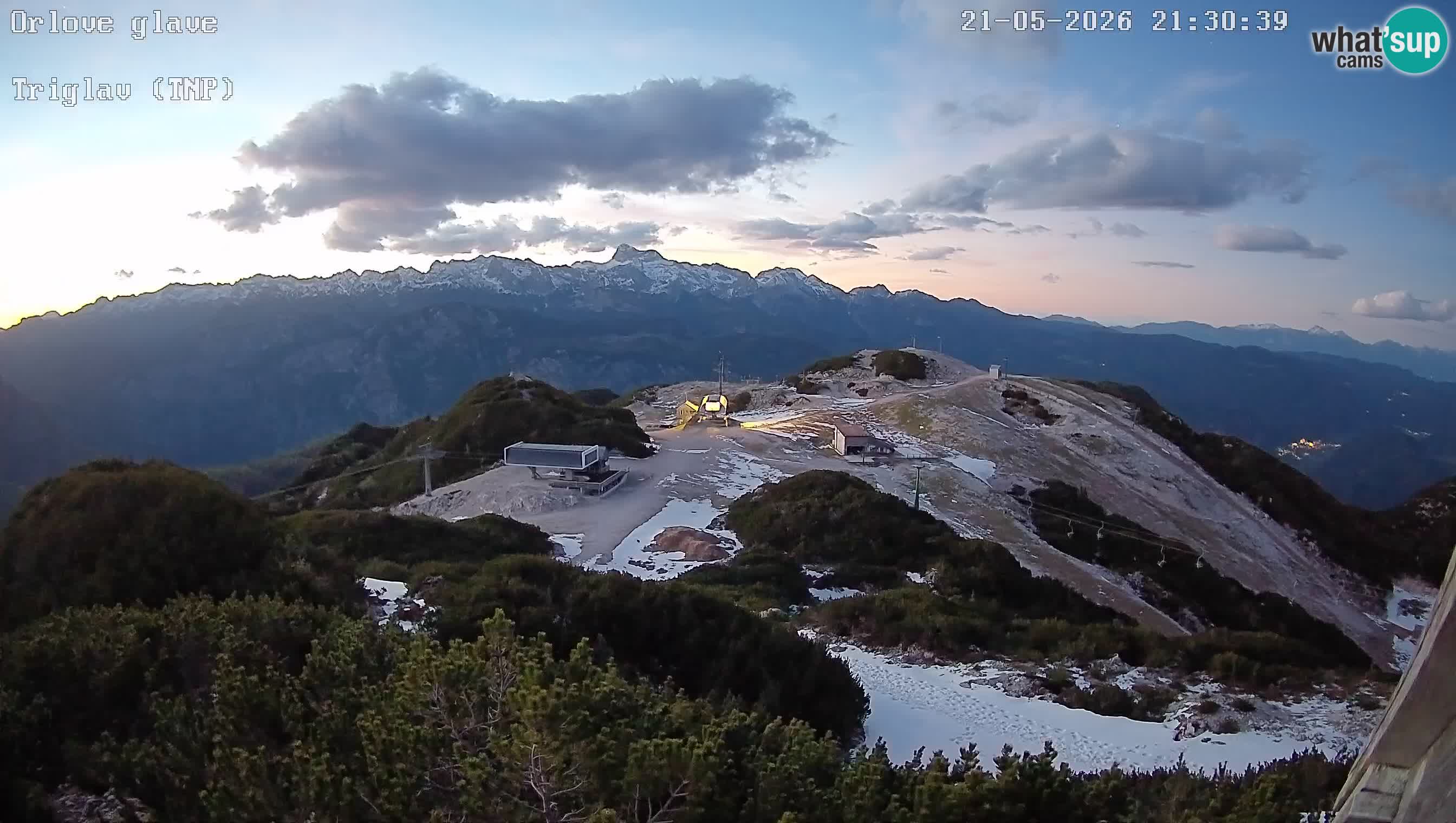 Stazione sciistica Vogel webcam Panorama dalla Orlova glave verso il Triglav