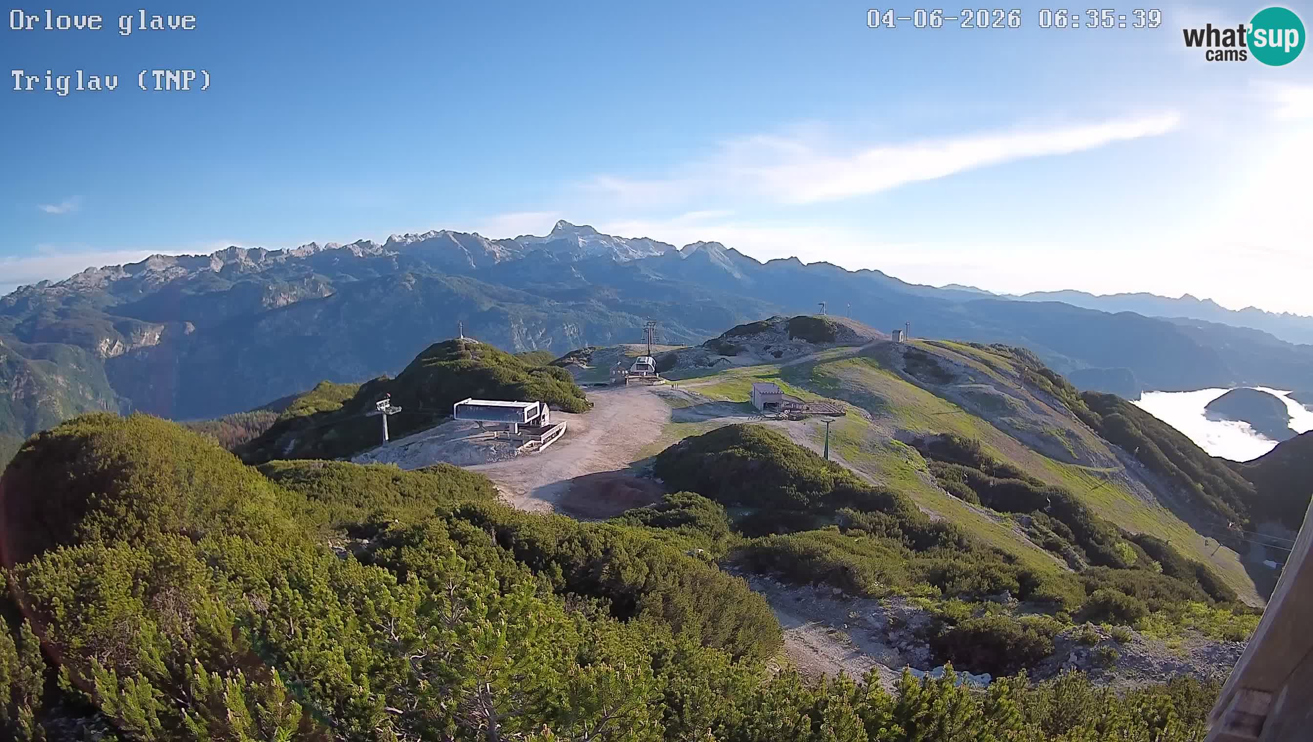 Stazione sciistica Vogel webcam Panorama dalla Orlova glave verso il Triglav