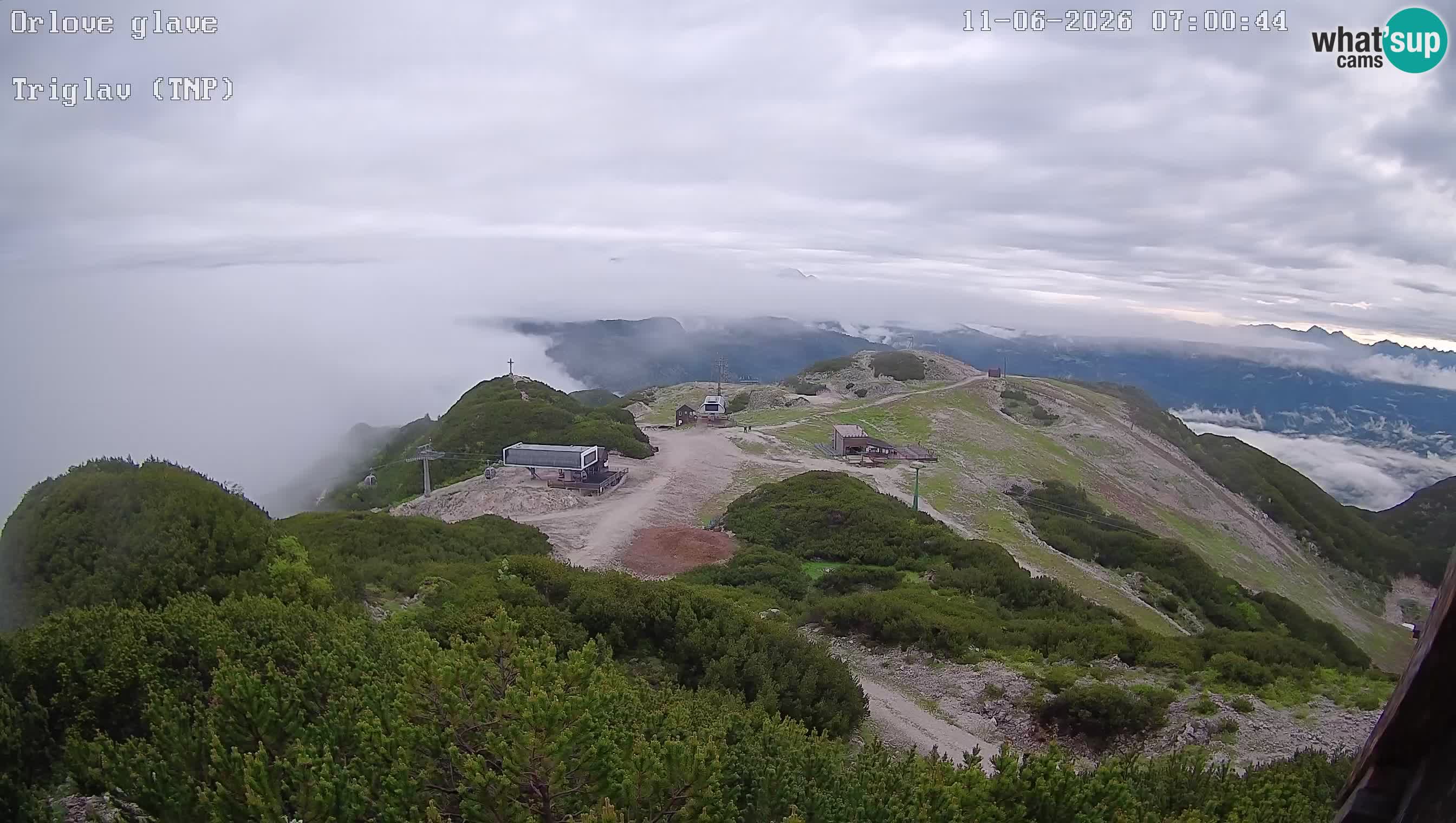 Stazione sciistica Vogel webcam Panorama dalla Orlova glave verso il Triglav