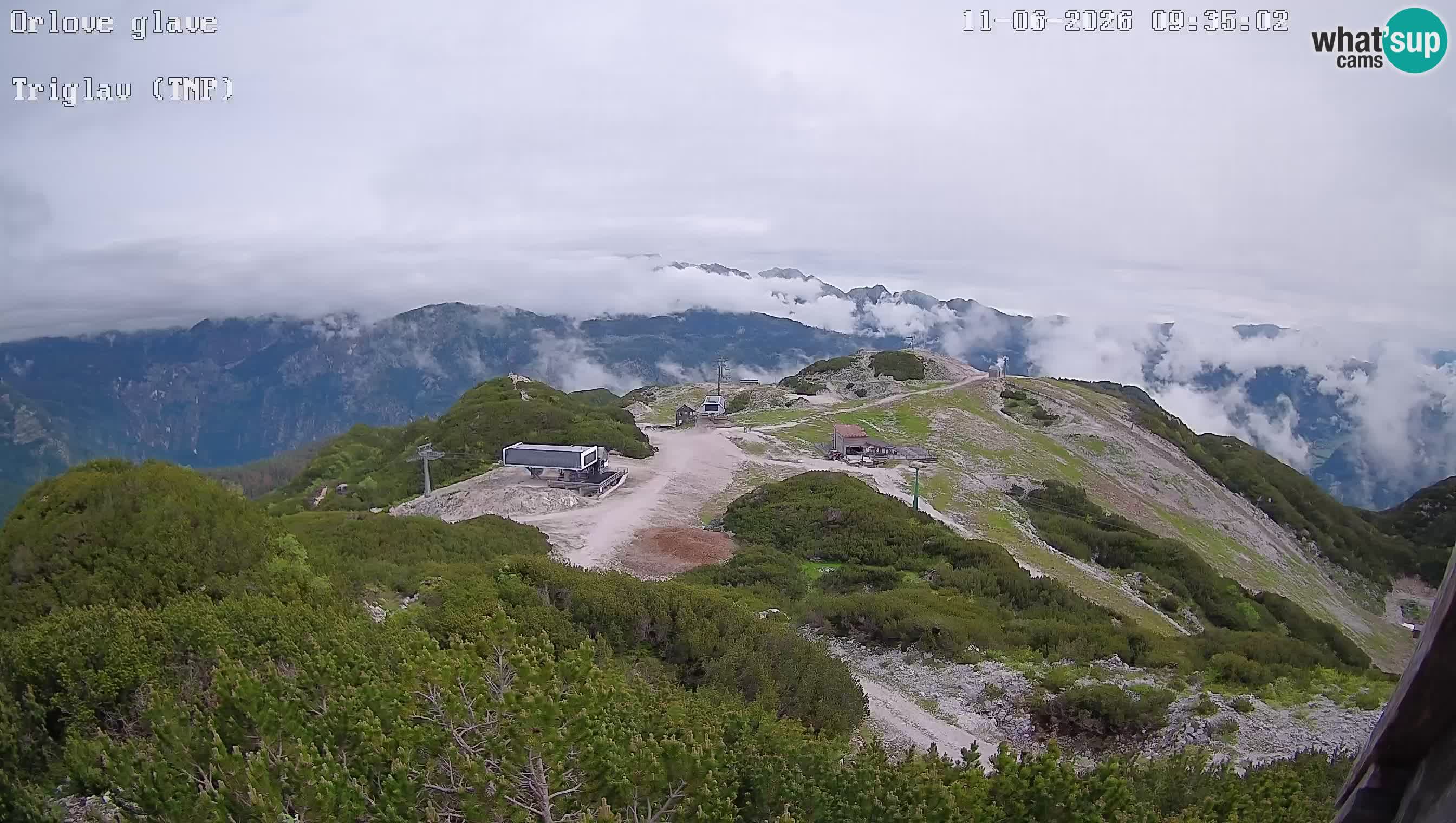 Stazione sciistica Vogel webcam Panorama dalla Orlova glave verso il Triglav