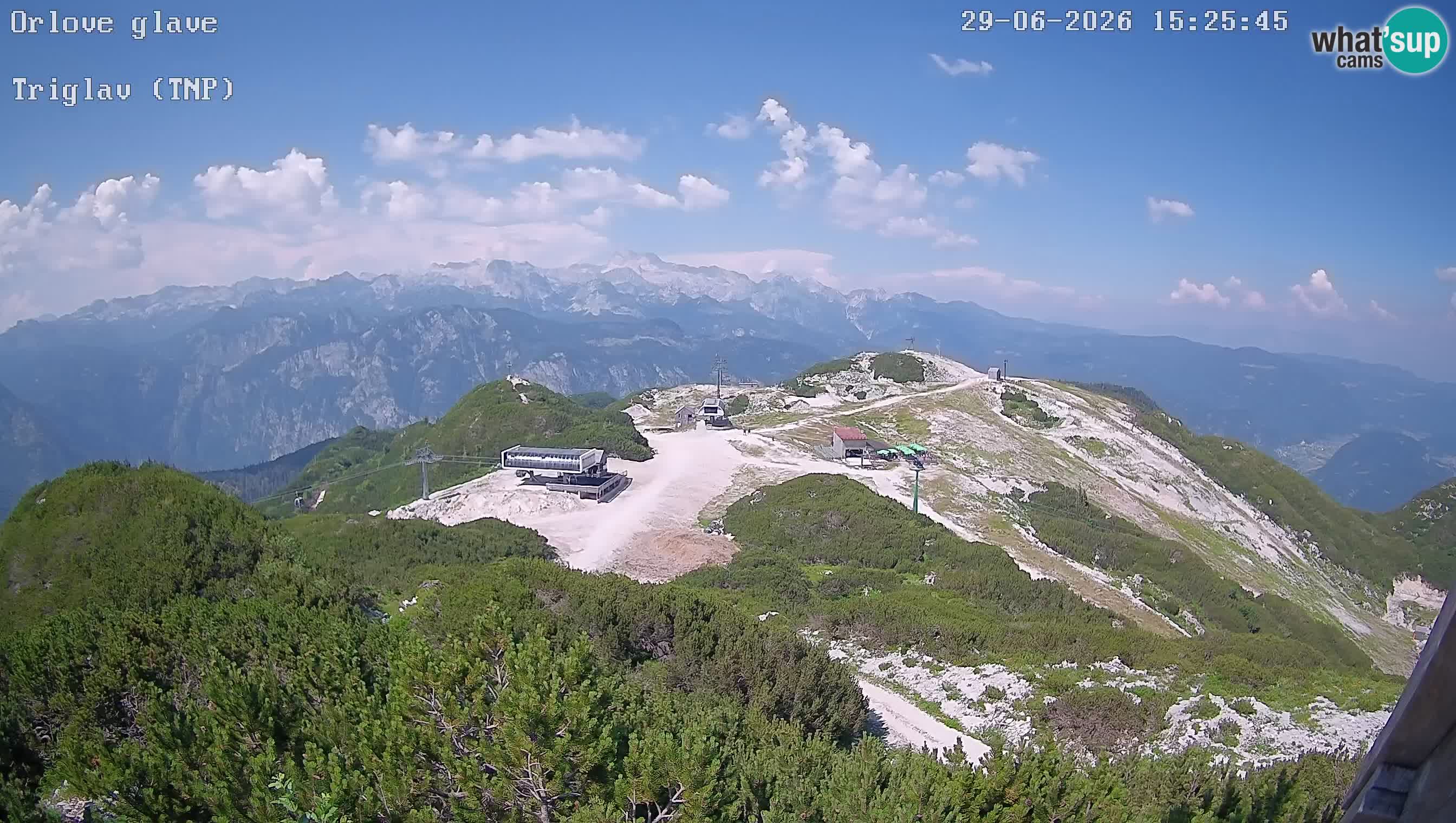 Vogel Ski Resort webcam View from Orlova Glava to Triglav