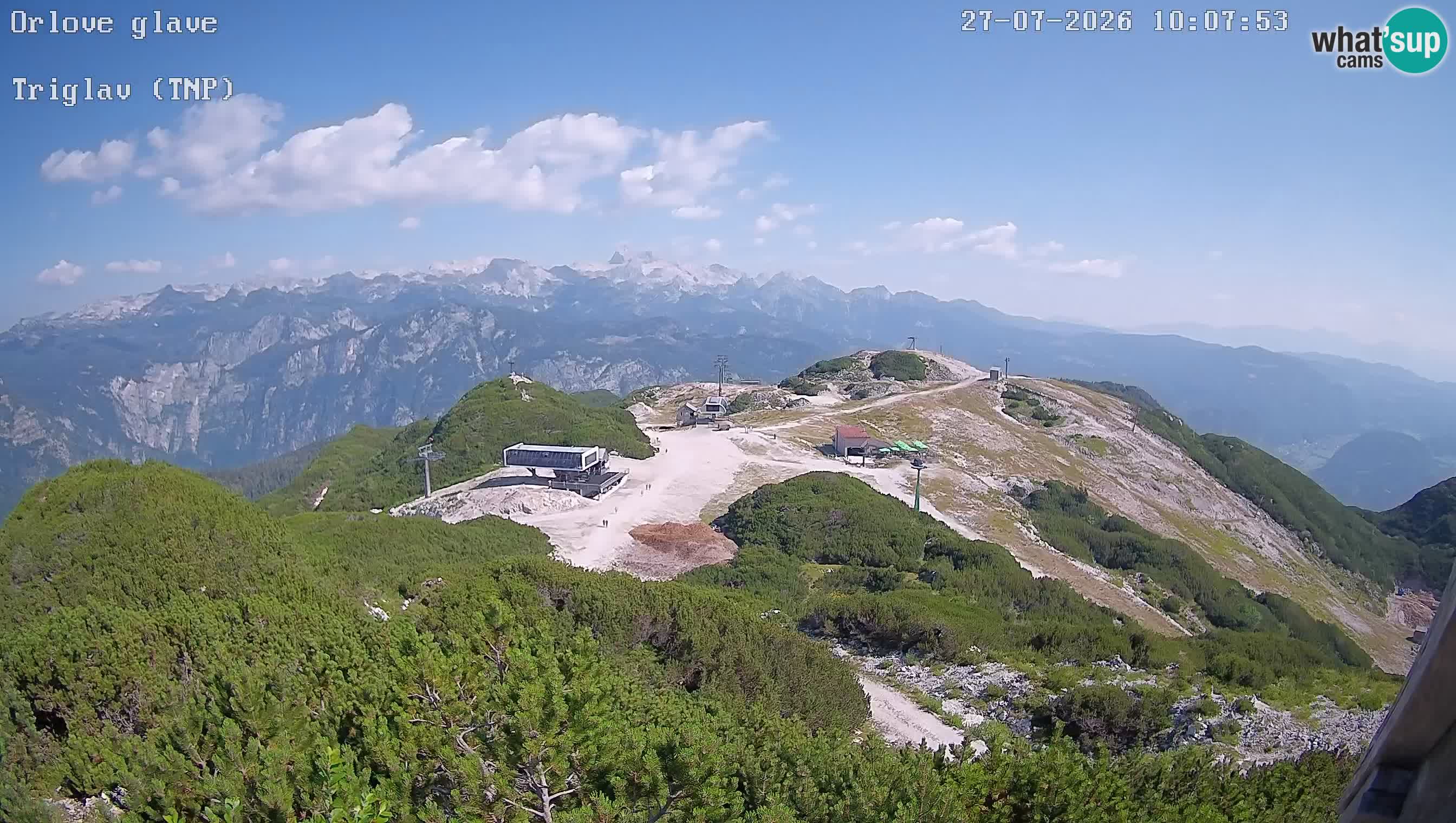 Vogel Ski Resort webcam View from Orlova Glava to Triglav