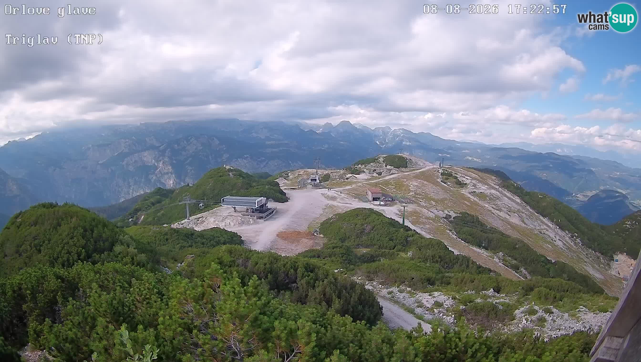 Stazione sciistica Vogel webcam Panorama dalla Orlova glave verso il Triglav