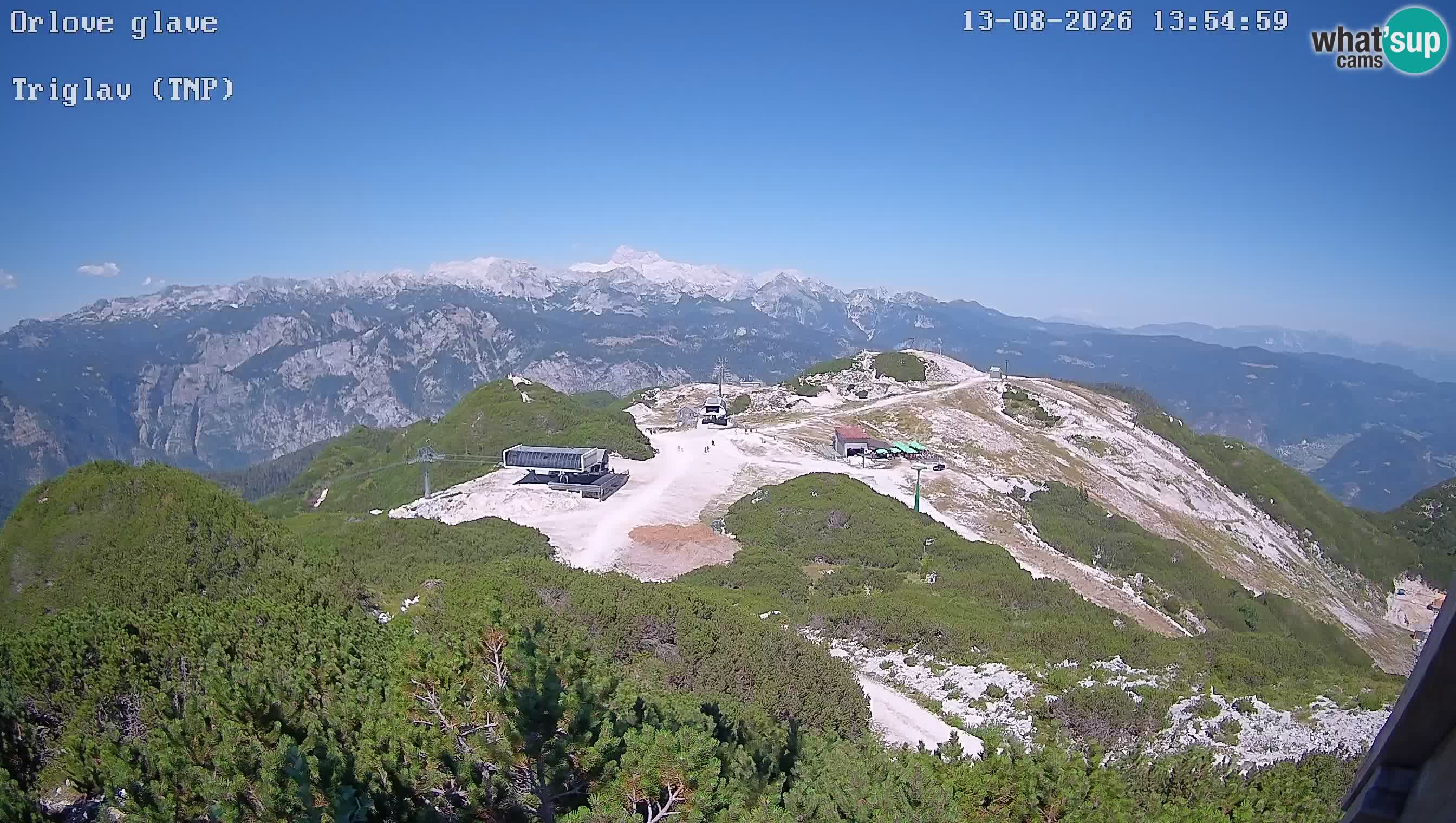 Vogel Ski Resort webcam View from Orlova Glava to Triglav