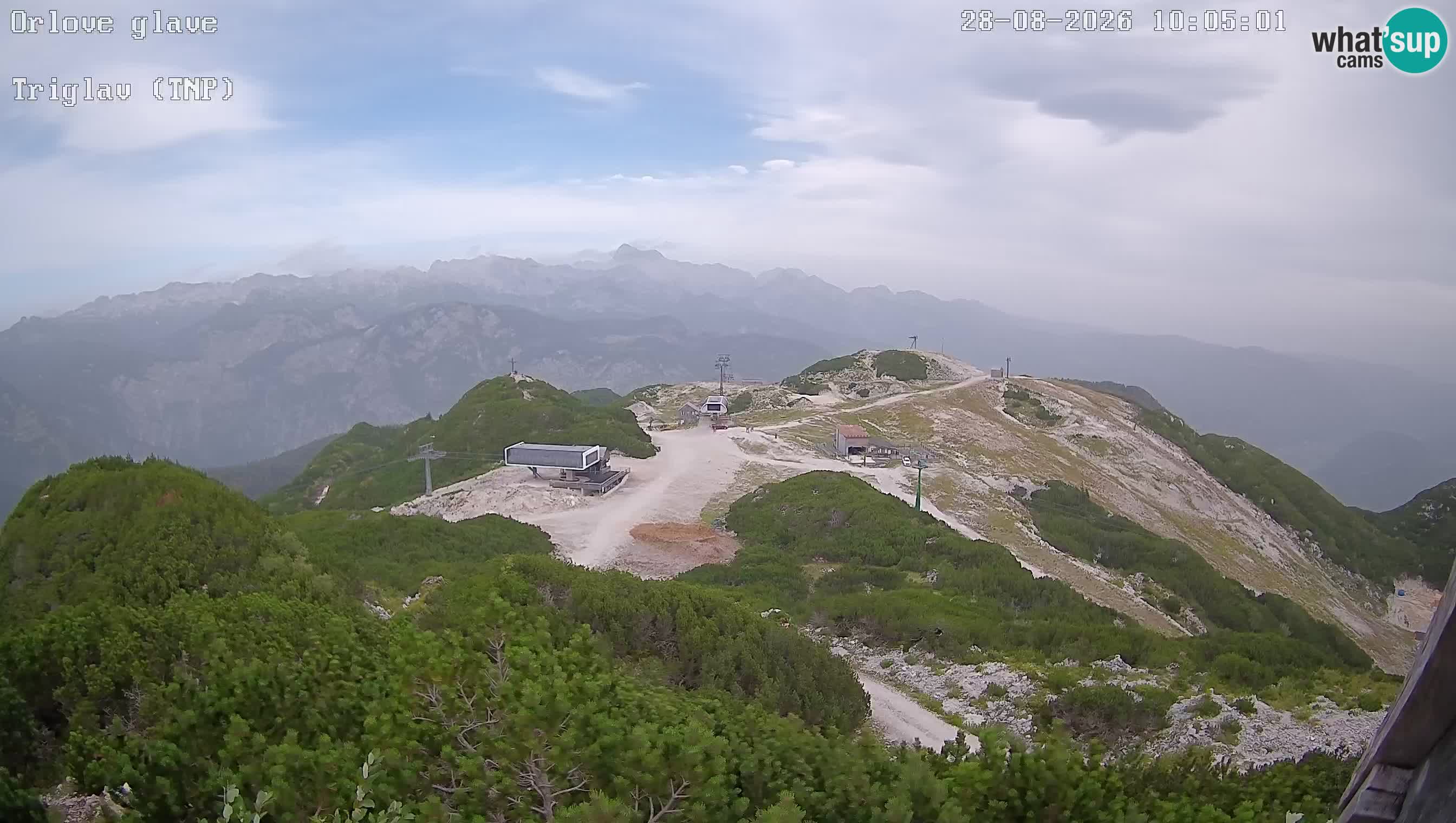 Vogel Ski Resort webcam View from Orlova Glava to Triglav