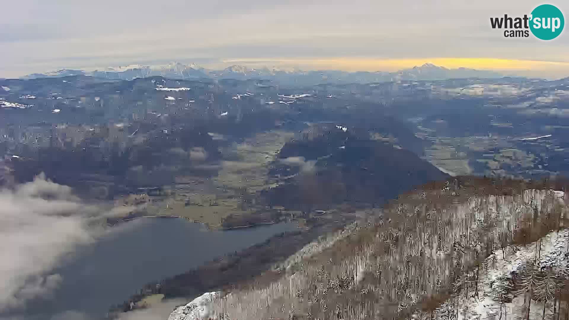 Webcam Bohinj See und Triglav – Blick vom Skigebiet Vogel